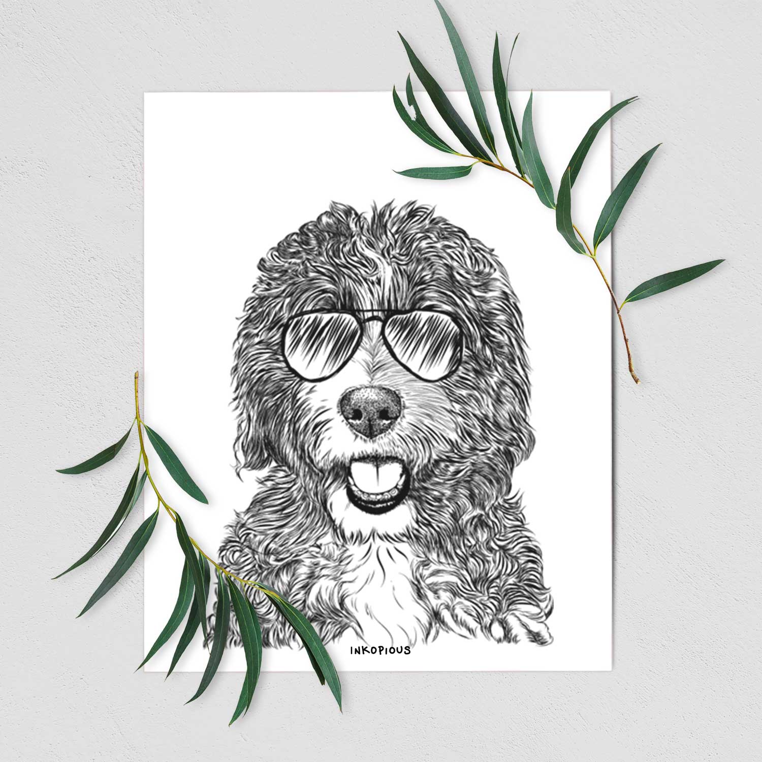 Bash the Bernedoodle Art Print