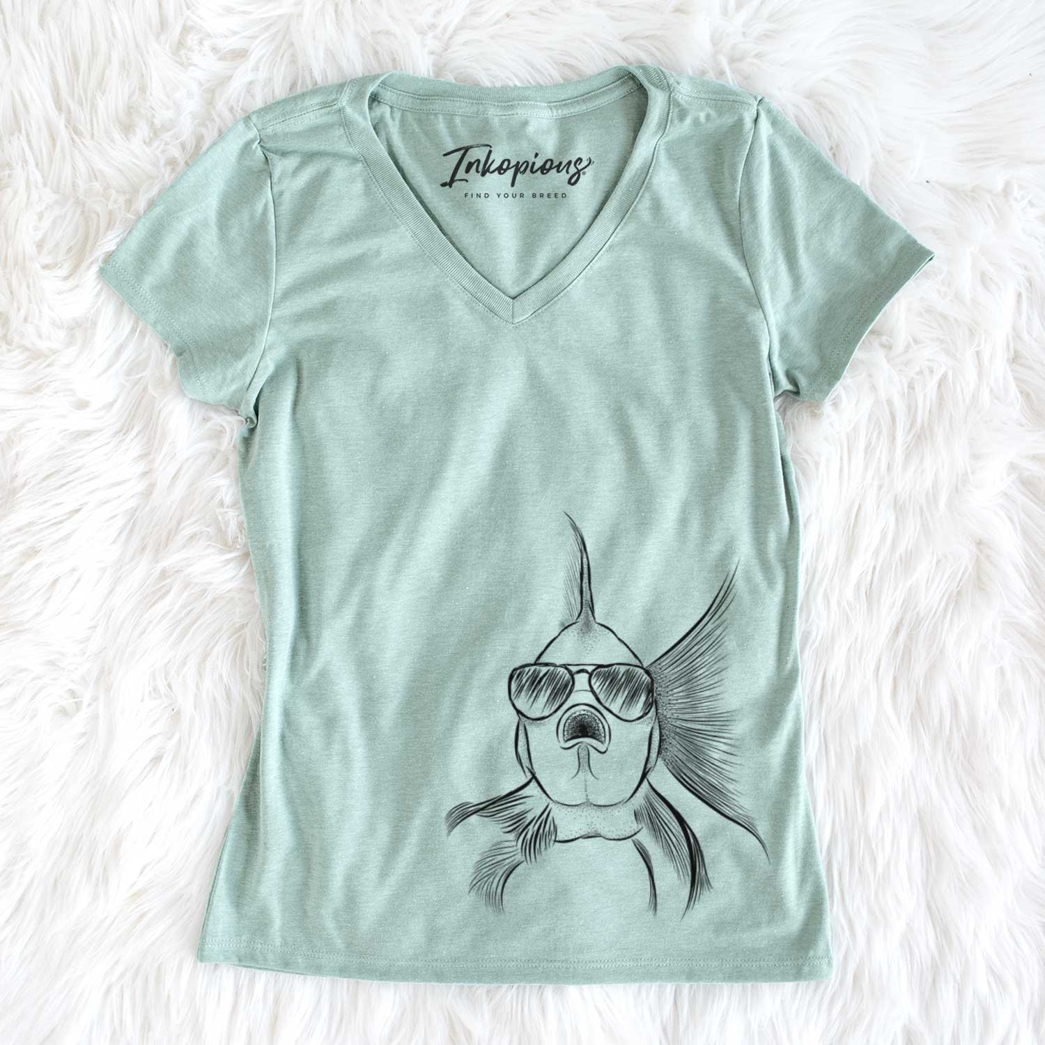 Aviator Beefcake the Goldfish - Women's V-neck Shirt