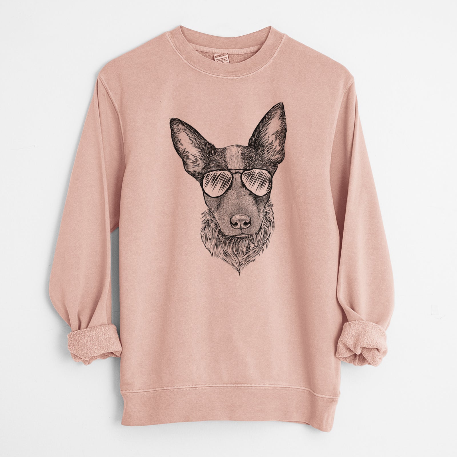 Aviator Bella the Blue Heeler Puppy - Unisex Pigment Dyed Crew Sweatshirt