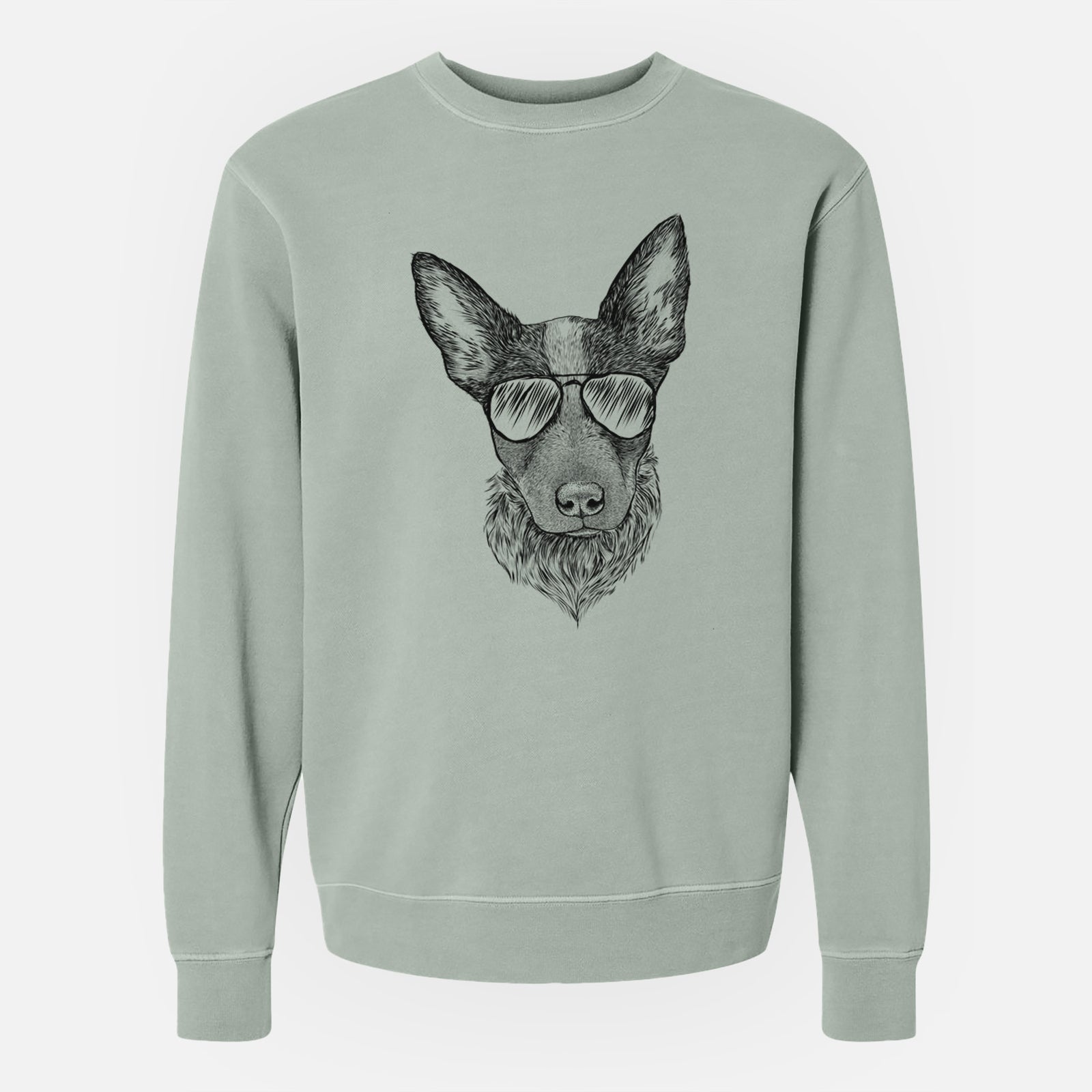 Aviator Bella the Blue Heeler Puppy - Unisex Pigment Dyed Crew Sweatshirt