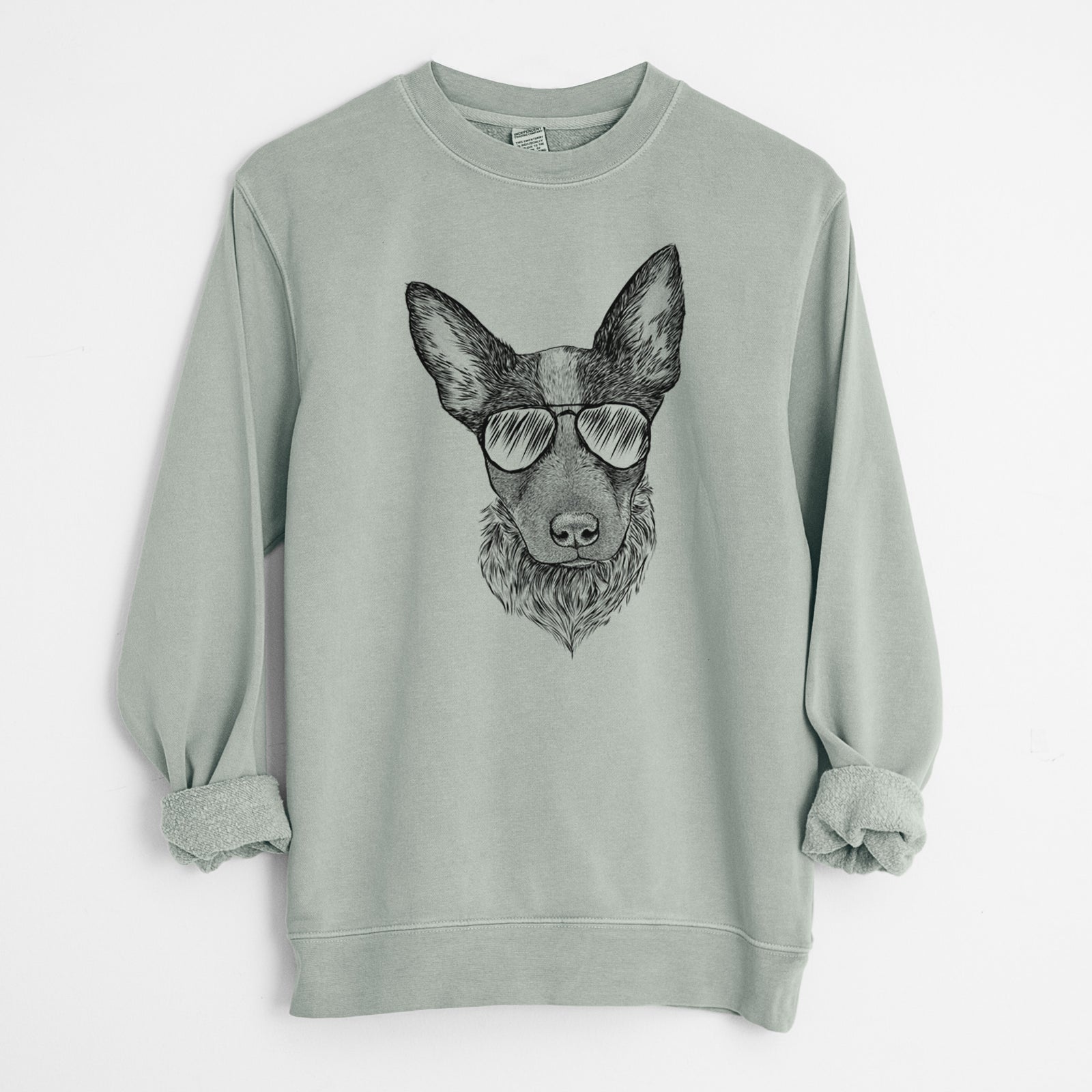 Aviator Bella the Blue Heeler Puppy - Unisex Pigment Dyed Crew Sweatshirt