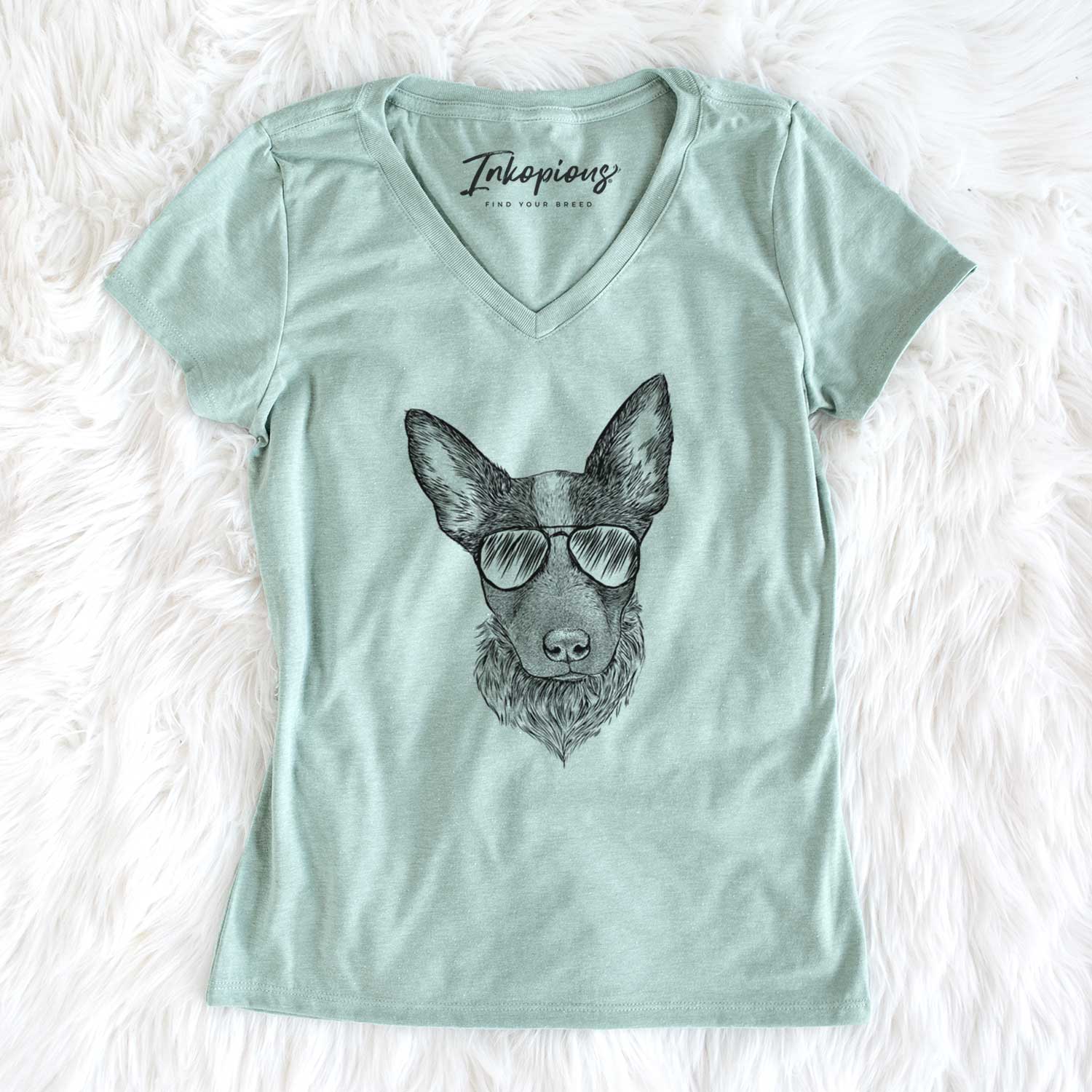 Aviator Bella the Blue Heeler Puppy - Women's V-neck Shirt