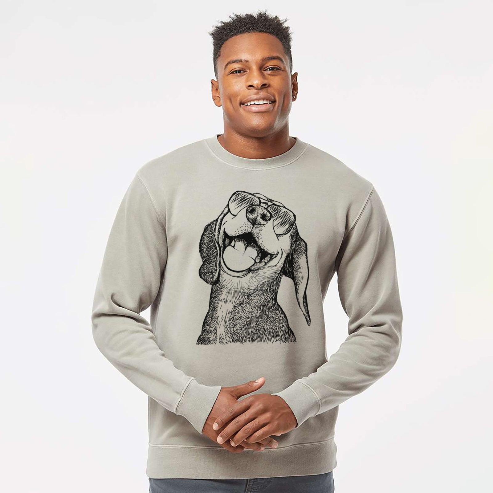 Aviator Belle the Hound Mix - Unisex Pigment Dyed Crew Sweatshirt