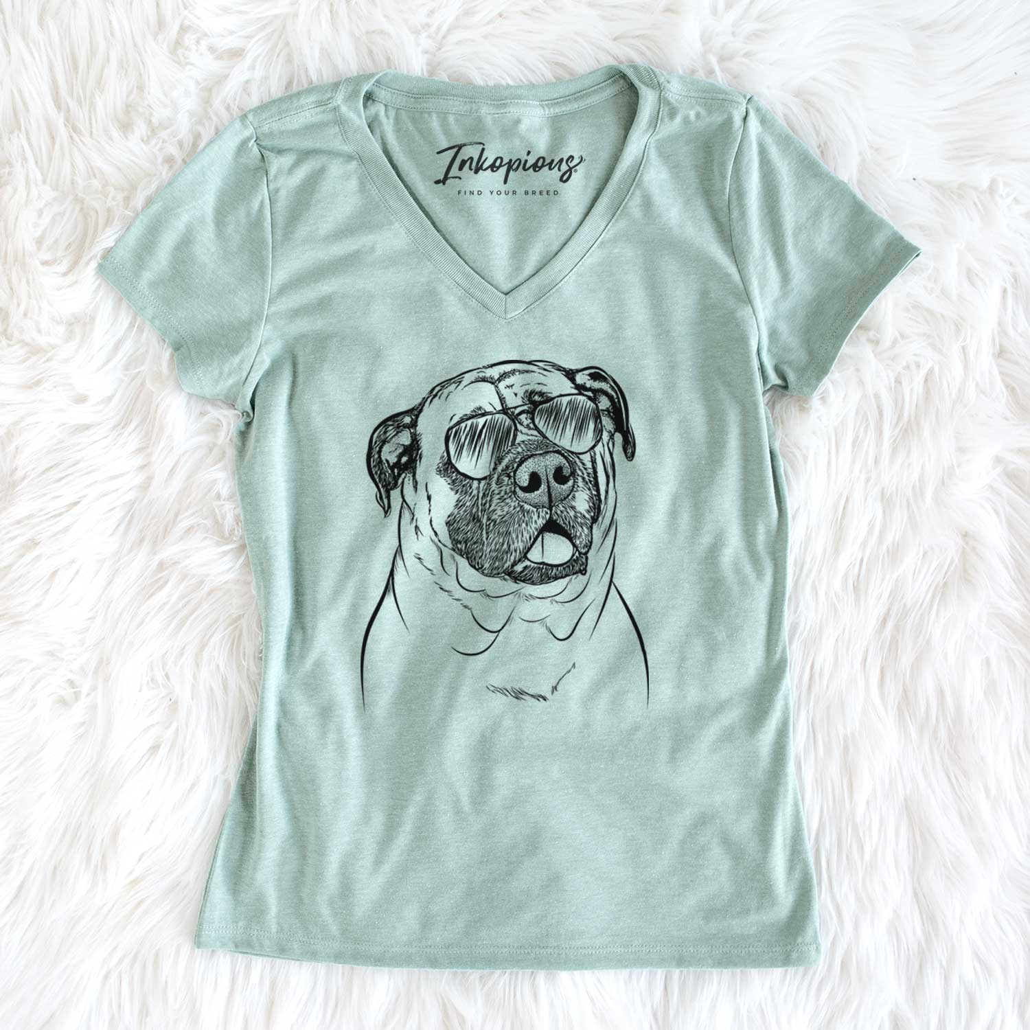 Aviator Big P the English Mastiff - Women's V-neck Shirt