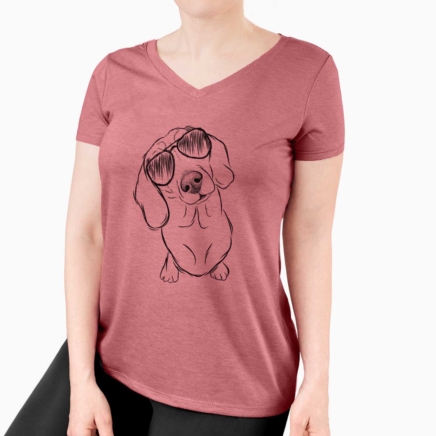 Aviator Bill the Dachshund - Women's V-neck Shirt
