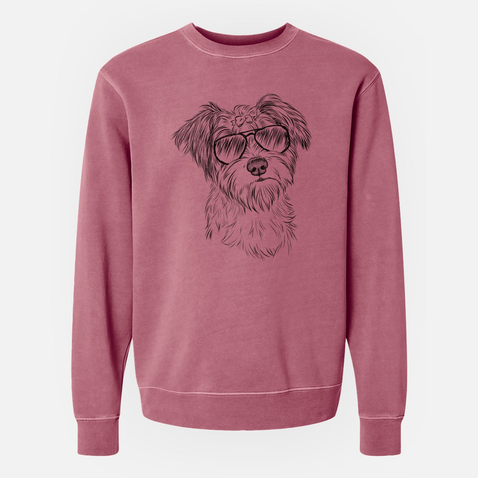 Aviator Birdee the Schnauzer Mix - Unisex Pigment Dyed Crew Sweatshirt