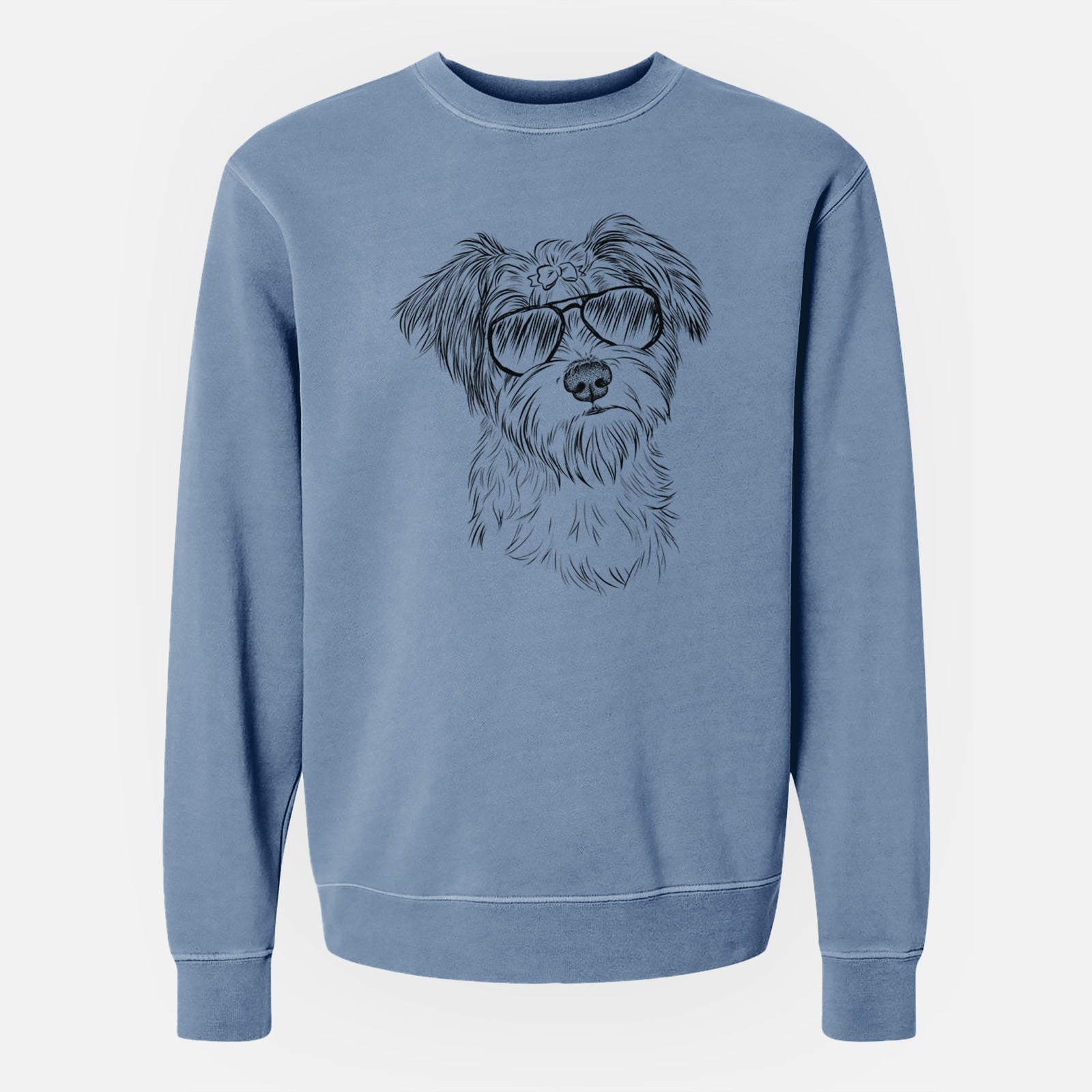 Aviator Birdee the Schnauzer Mix - Unisex Pigment Dyed Crew Sweatshirt