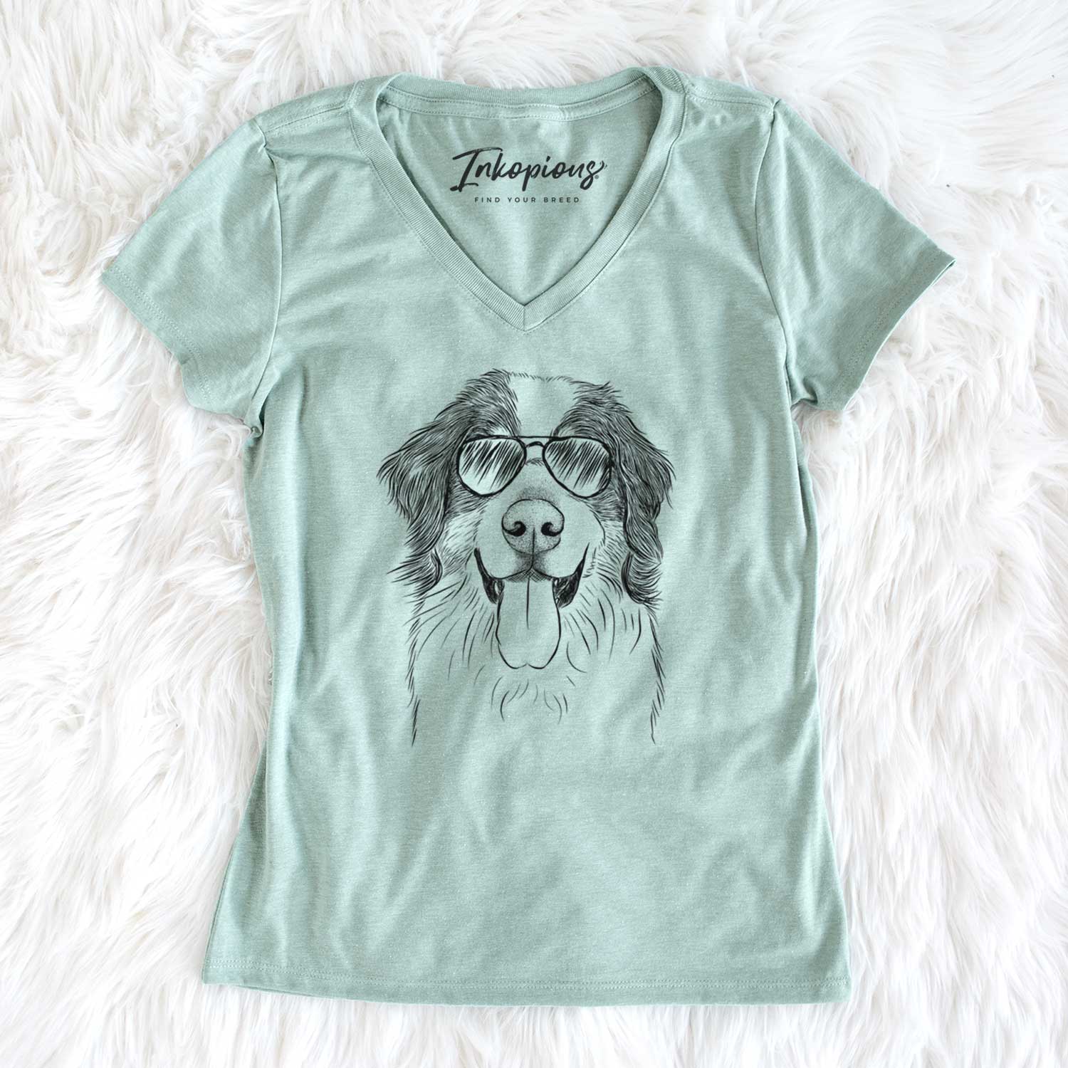 Aviator Blaze the Bernese Mountain Dog - Women's V-neck Shirt
