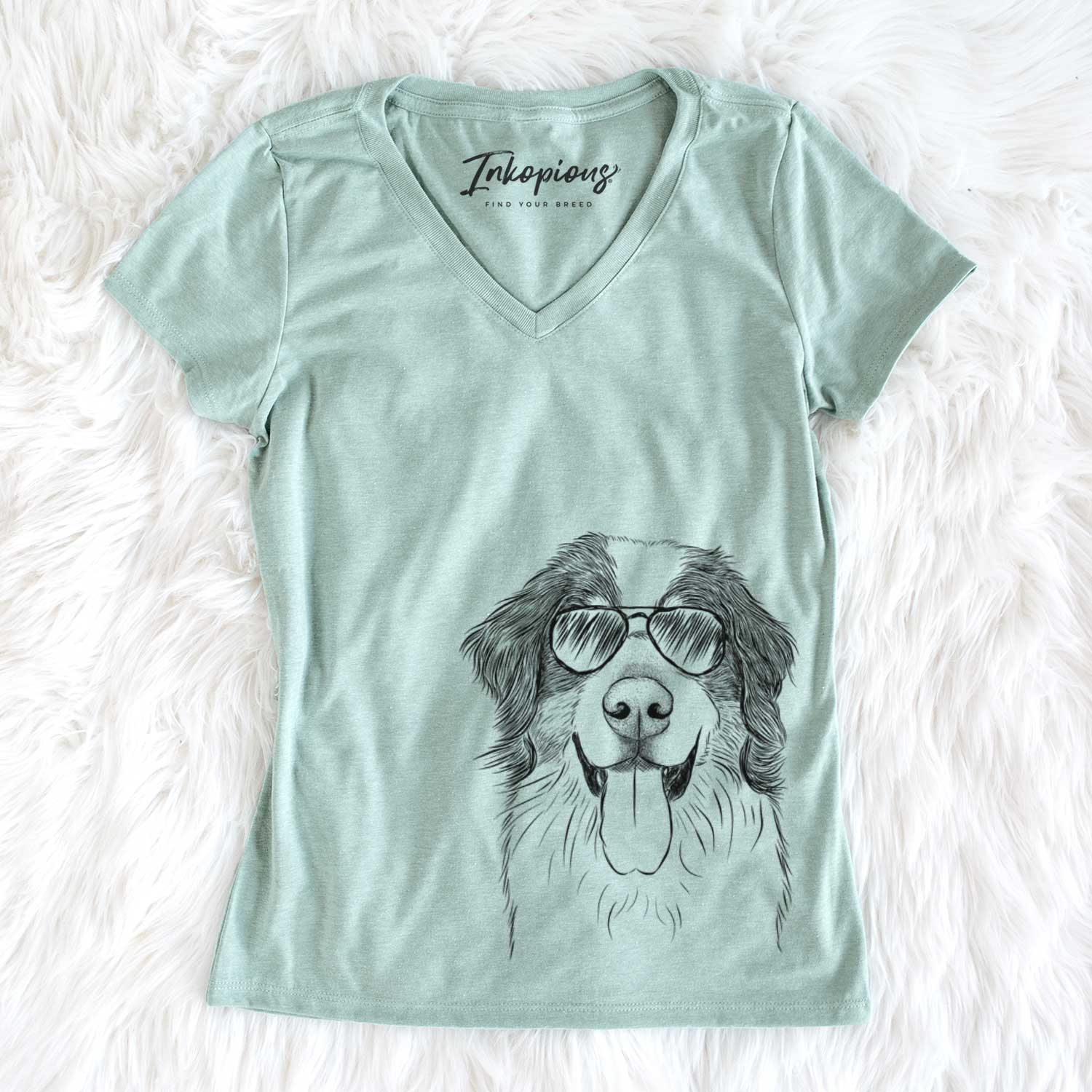 Aviator Blaze the Bernese Mountain Dog - Women's V-neck Shirt