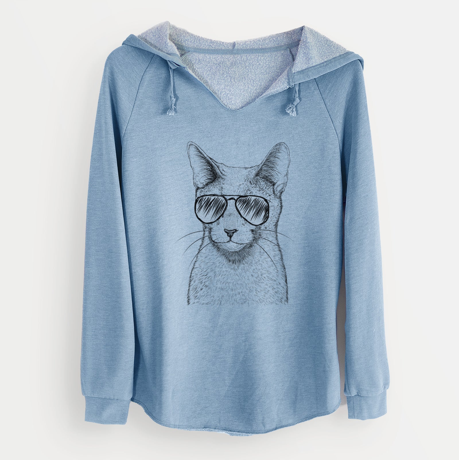 Aviator Blue the Russsian Blue Cat - Cali Wave Hooded Sweatshirt