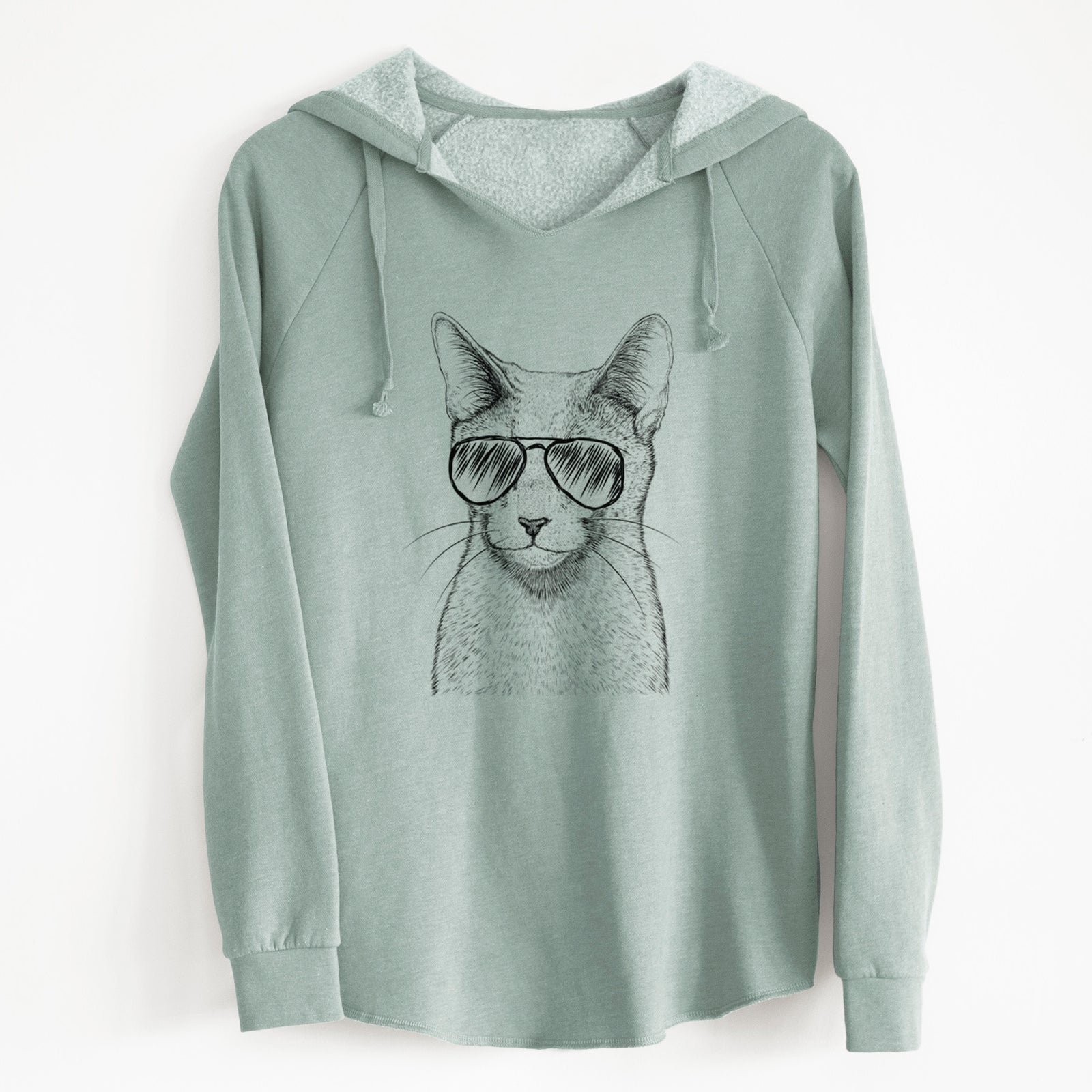 Aviator Blue the Russsian Blue Cat - Cali Wave Hooded Sweatshirt
