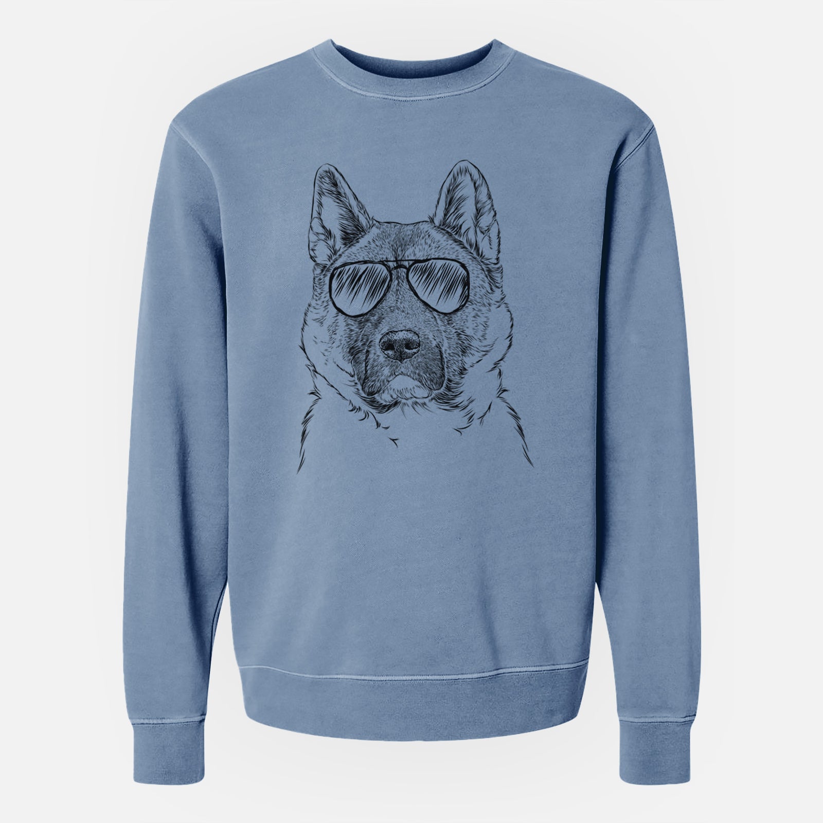 Aviator Bo the American Akita - Unisex Pigment Dyed Crew Sweatshirt
