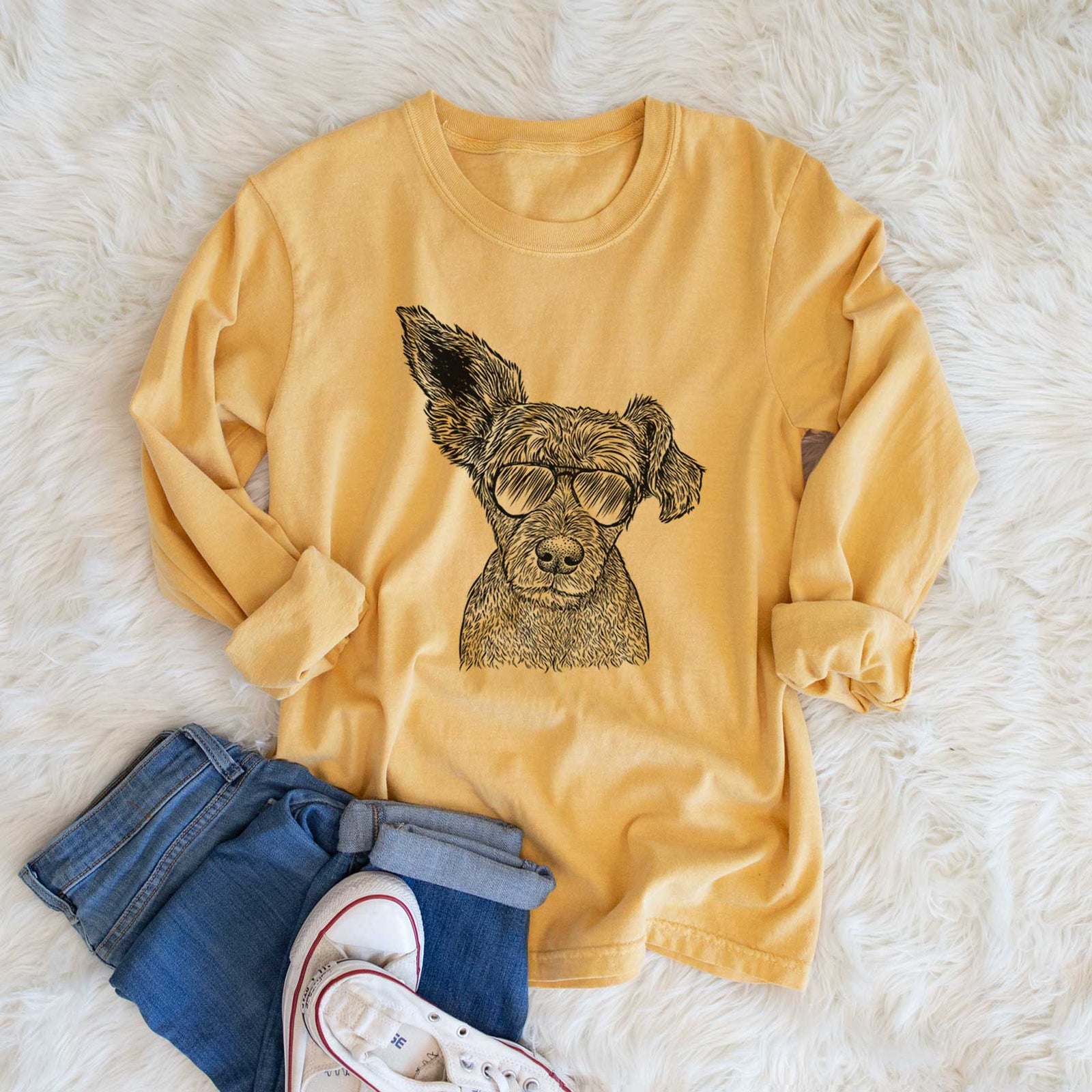 Aviators Boodles the Schnauzer Mix - Heavyweight 100% Cotton Long Sleeve