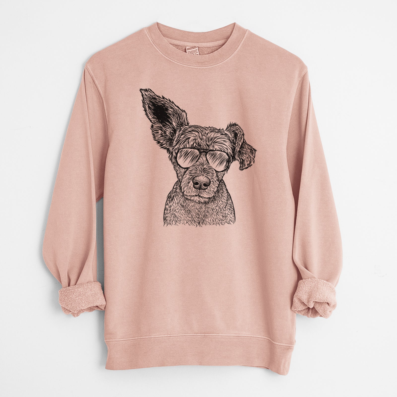 Aviator Boodles the Schnauzer Mix - Unisex Pigment Dyed Crew Sweatshirt