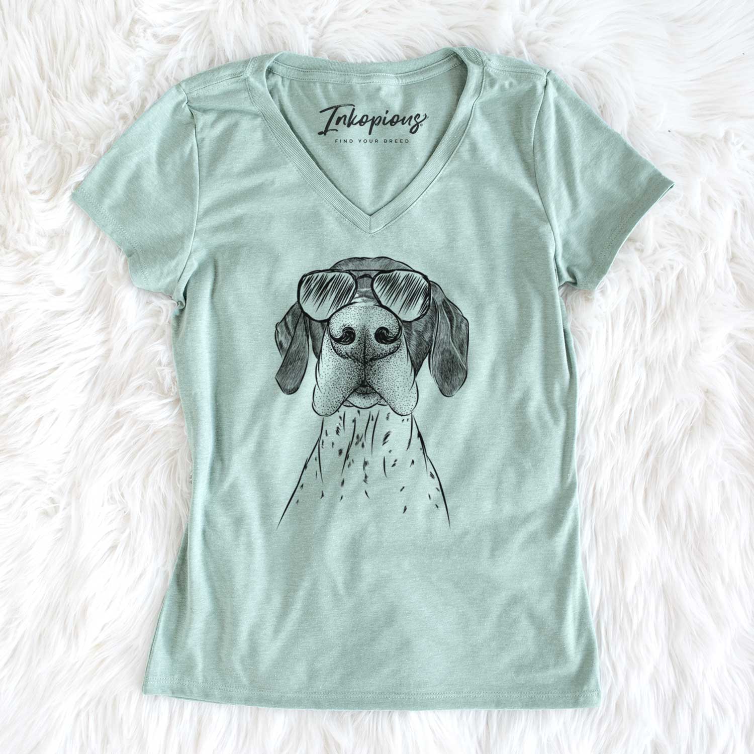 Aviator Booze the German Shorthaired Pointer - Women's V-neck Shirt