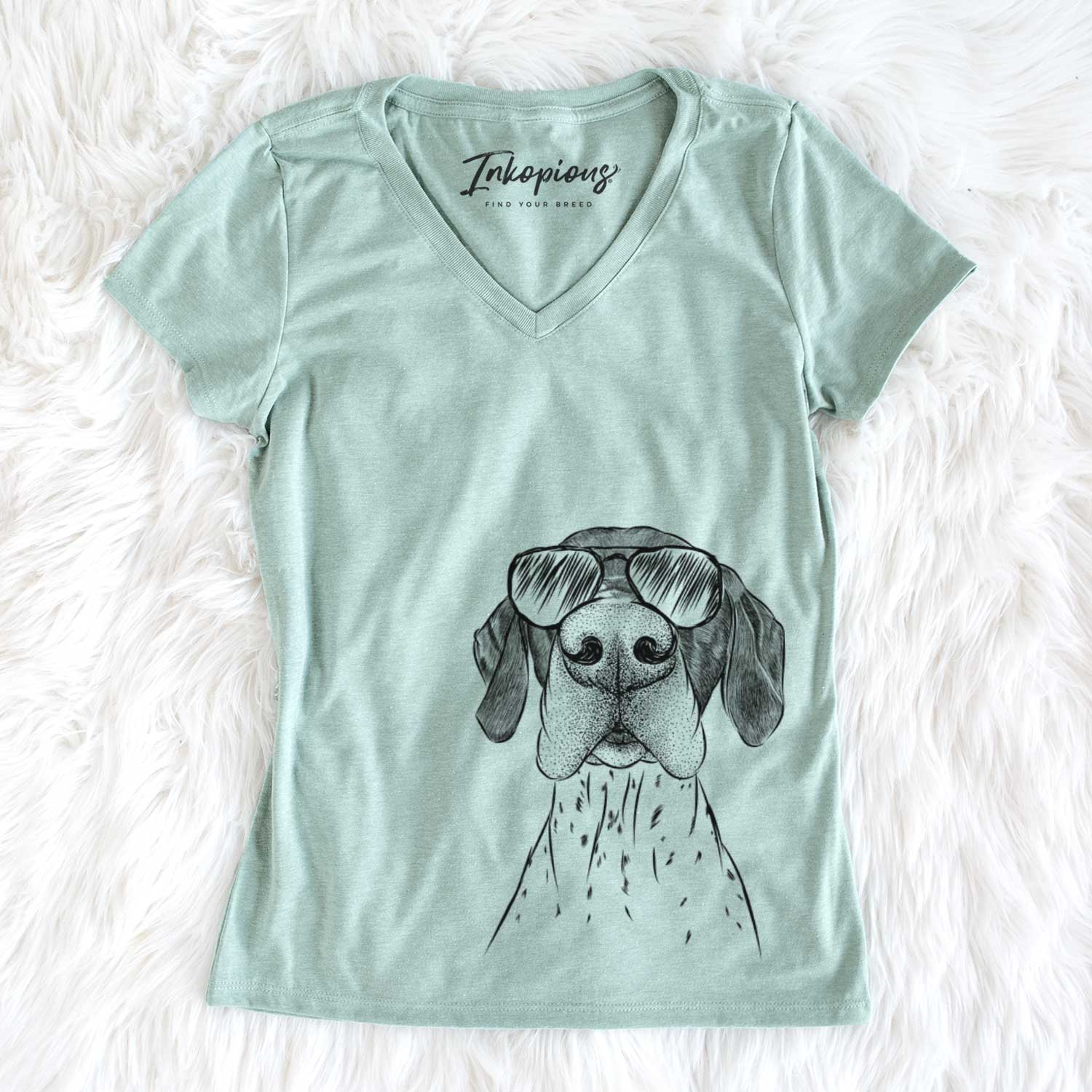 Aviator Booze the German Shorthaired Pointer - Women's V-neck Shirt