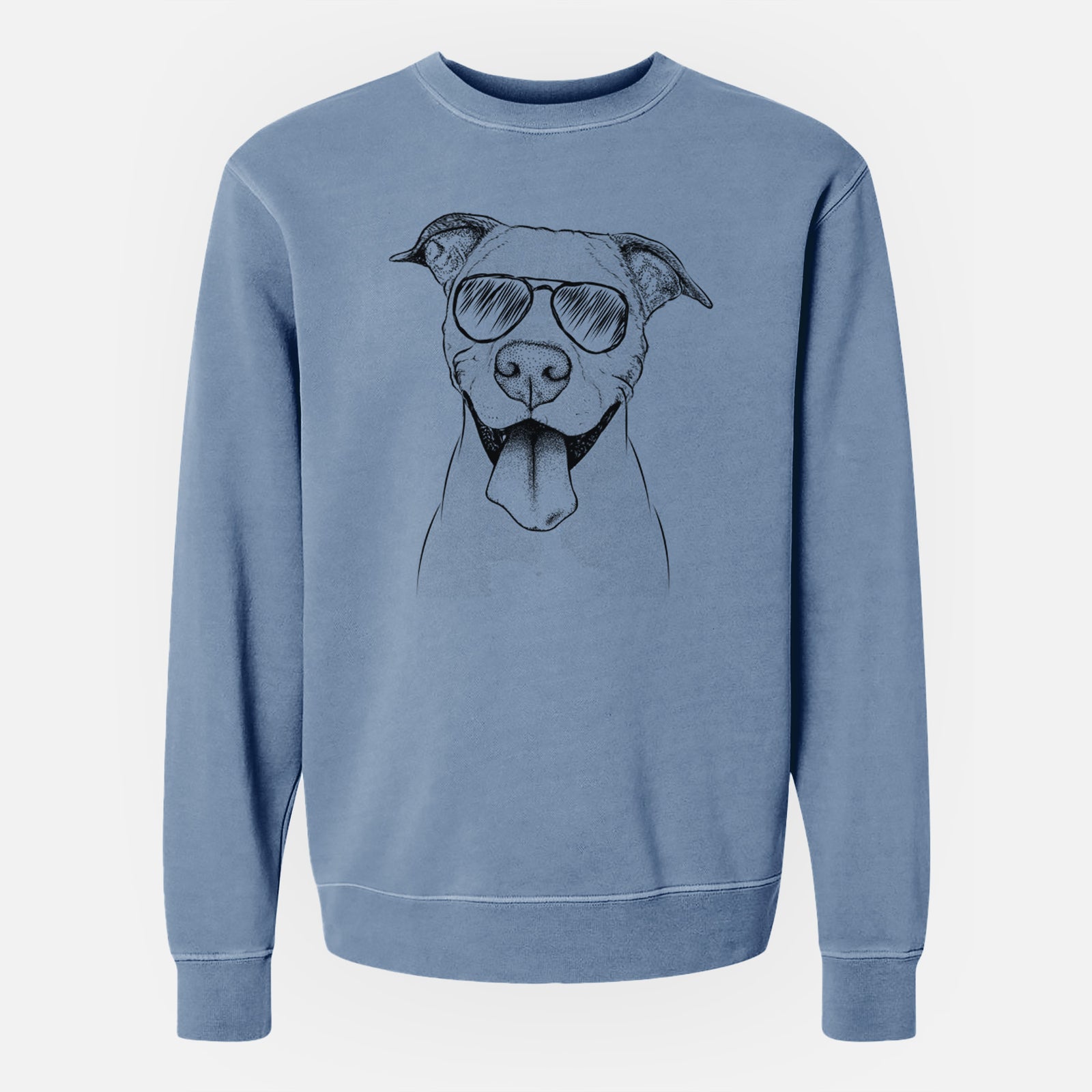 Aviator Bruce the American Staffordshire Terrier - Unisex Pigment Dyed Crew Sweatshirt
