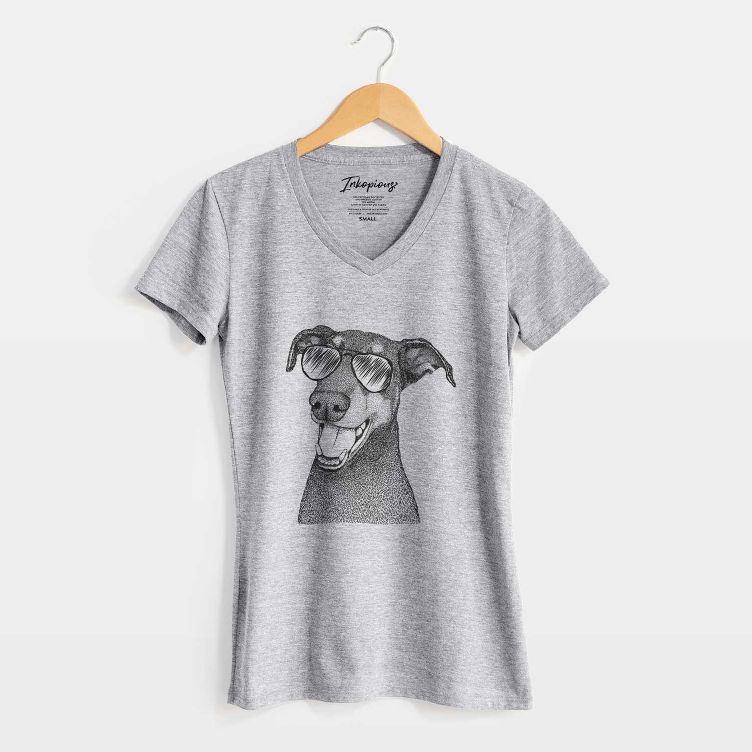 Aviator Bunnie the Doberman Pinscher - Women's V-neck Shirt