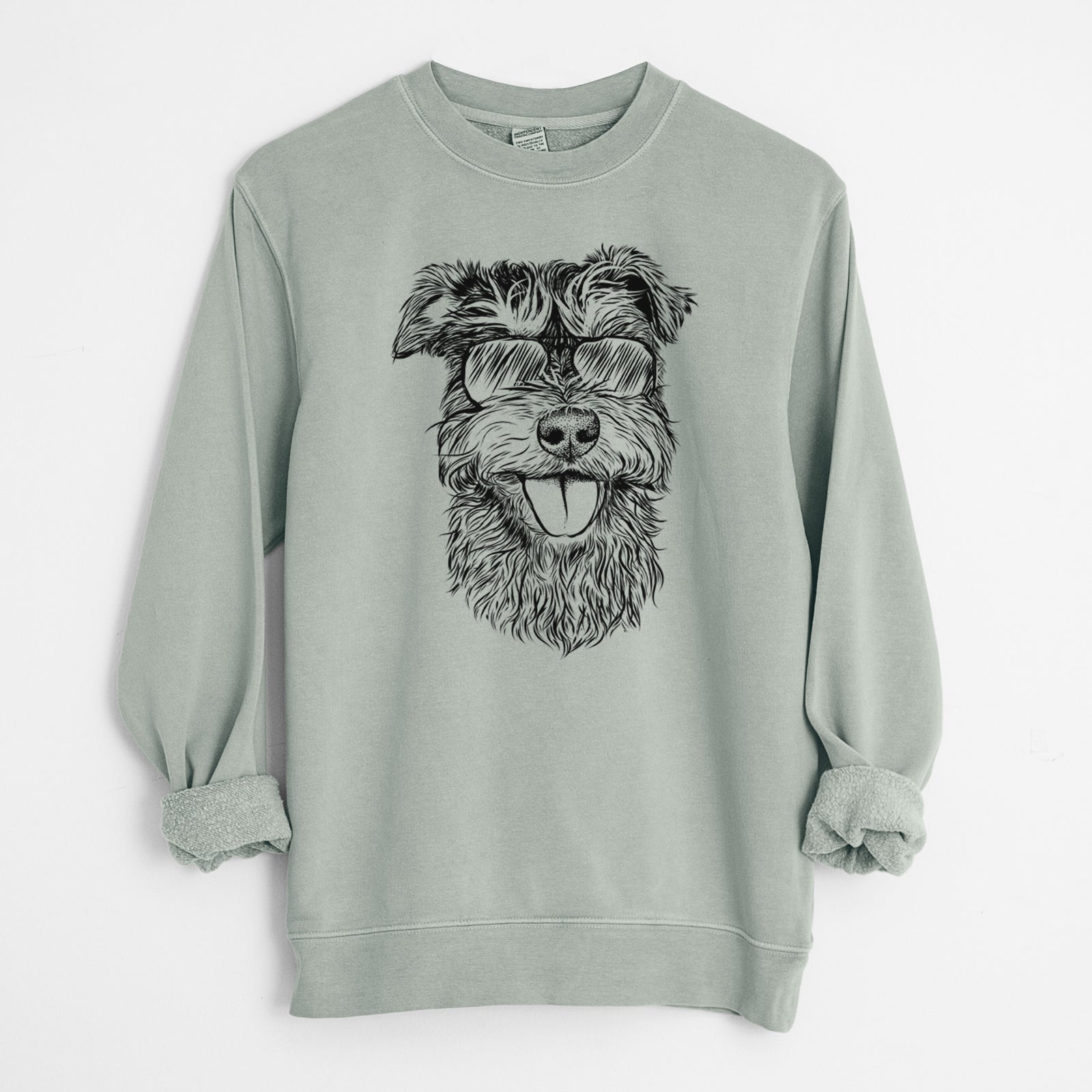 Aviator Buster the Schnoodle - Unisex Pigment Dyed Crew Sweatshirt