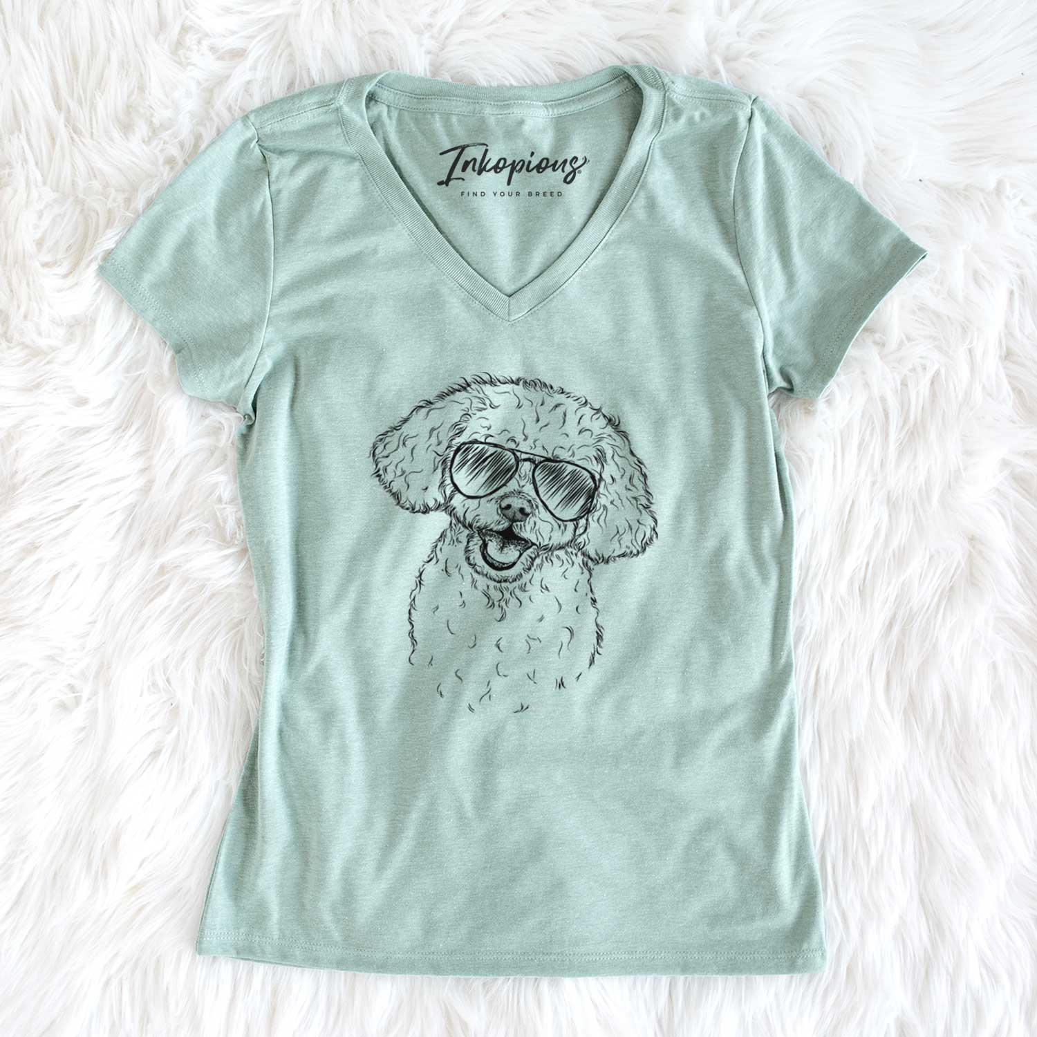 Aviator Caesar the Bichon Frise - Women's V-neck Shirt