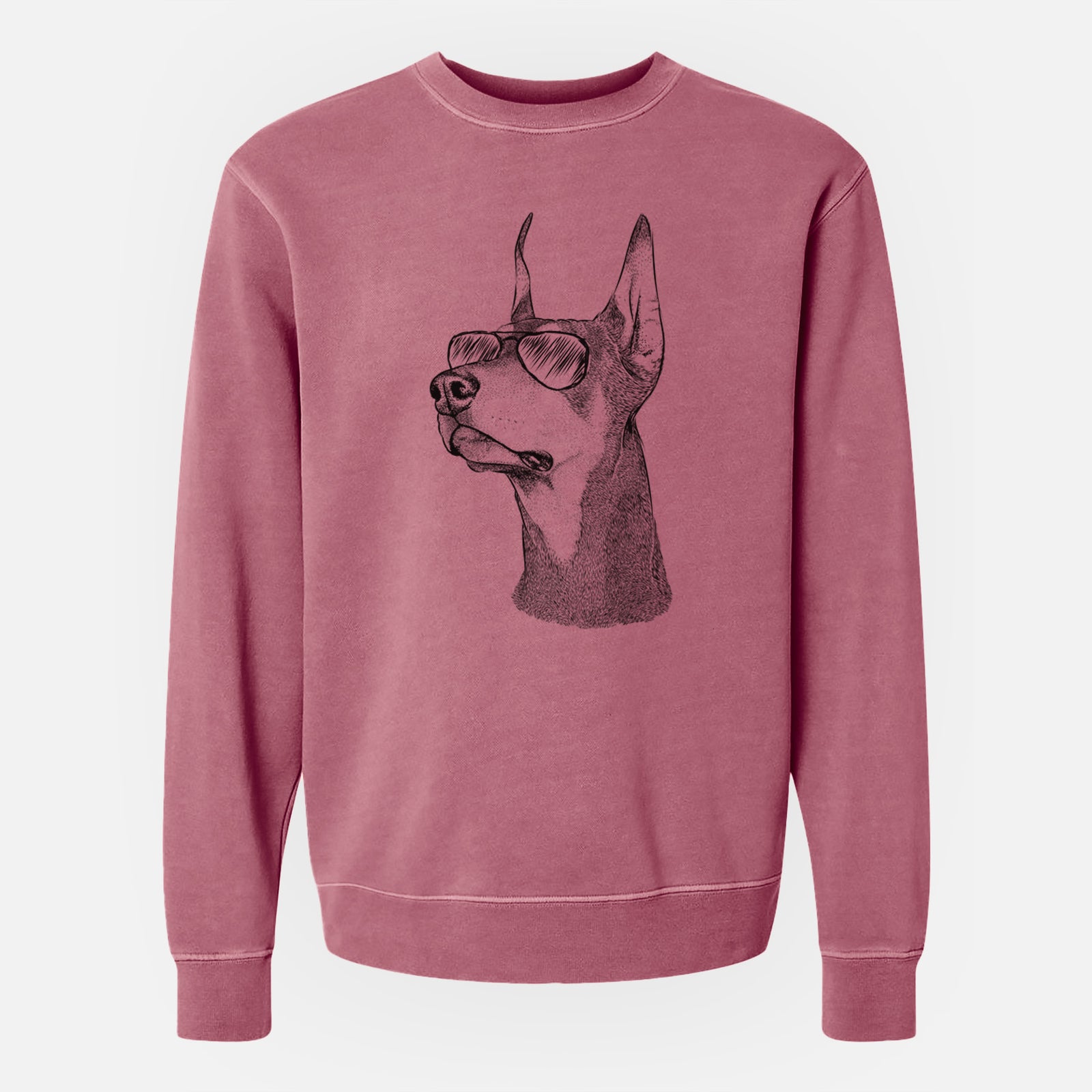 Aviator Cenza the Doberman Pinscher - Unisex Pigment Dyed Crew Sweatshirt