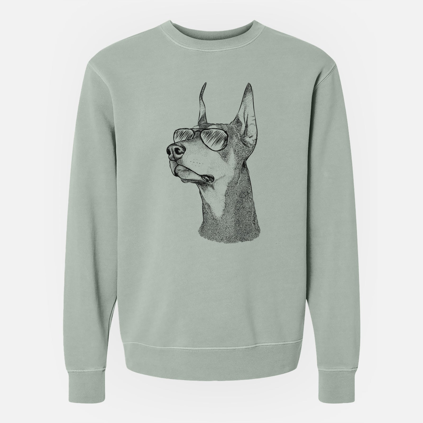 Aviator Cenza the Doberman Pinscher - Unisex Pigment Dyed Crew Sweatshirt