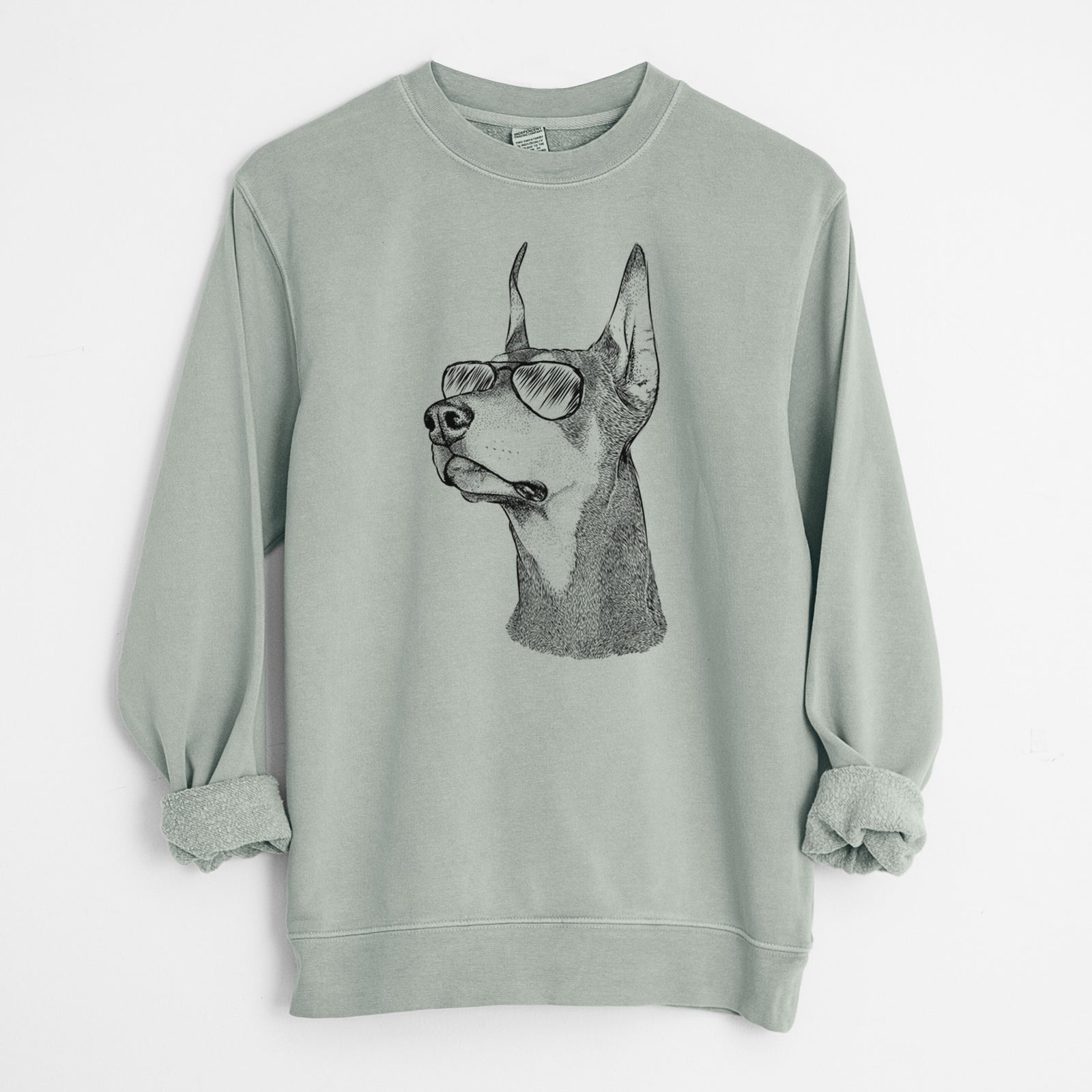 Aviator Cenza the Doberman Pinscher - Unisex Pigment Dyed Crew Sweatshirt