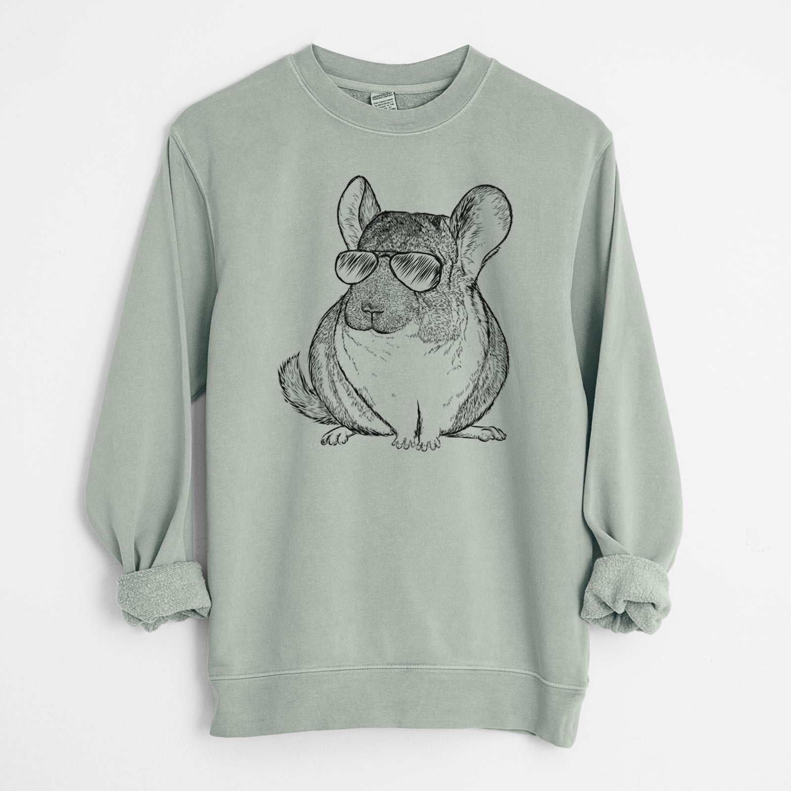 Aviator Cheddar the Chinchilla - Unisex Pigment Dyed Crew Sweatshirt