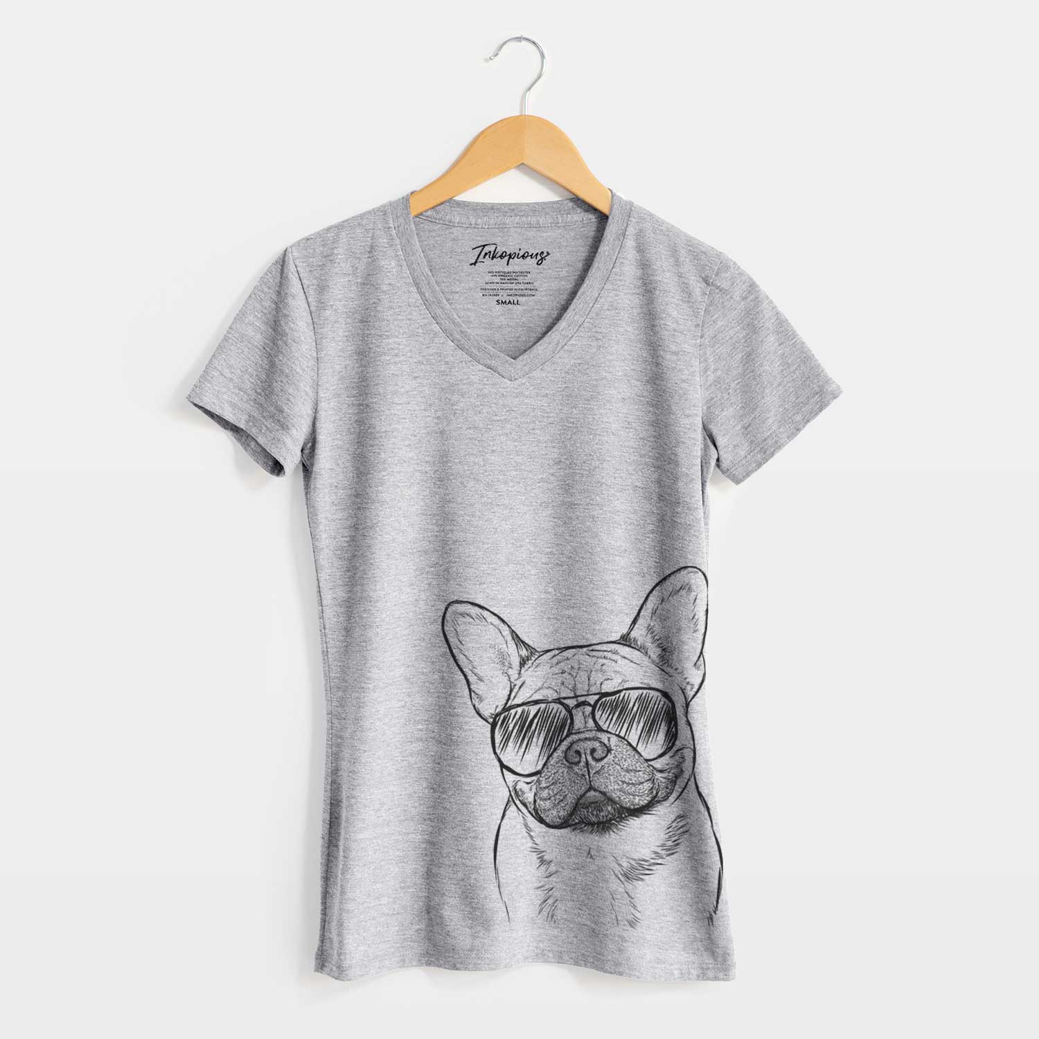 Aviator Chew Chew the French Bulldog - Women's V-neck Shirt