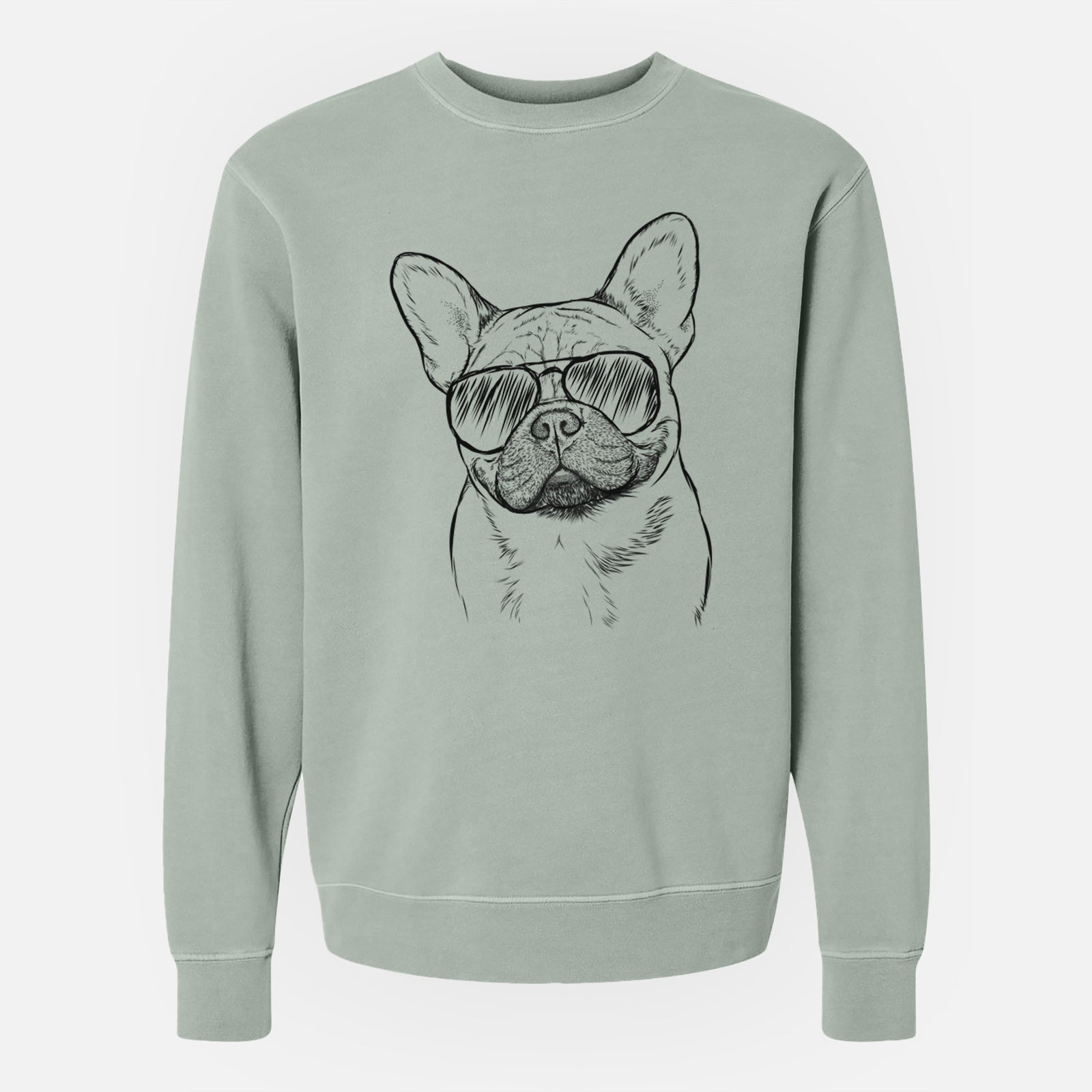 Aviator Chew Chew the French Bulldog - Unisex Pigment Dyed Crew Sweatshirt