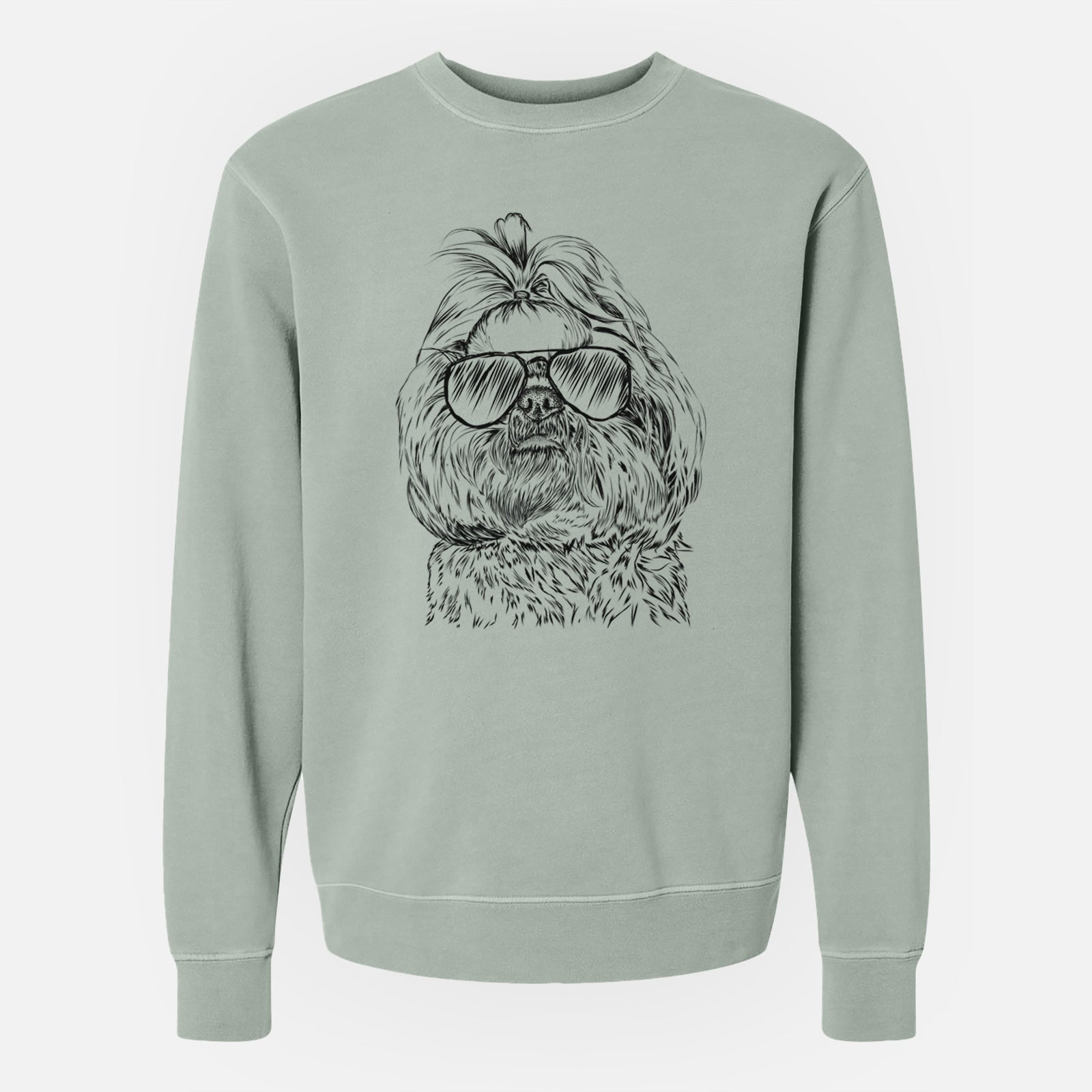 Aviator Chewie the Shih Tzu - Unisex Pigment Dyed Crew Sweatshirt
