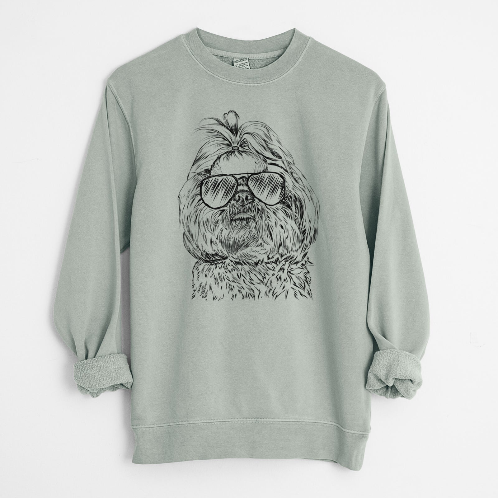 Aviator Chewie the Shih Tzu - Unisex Pigment Dyed Crew Sweatshirt