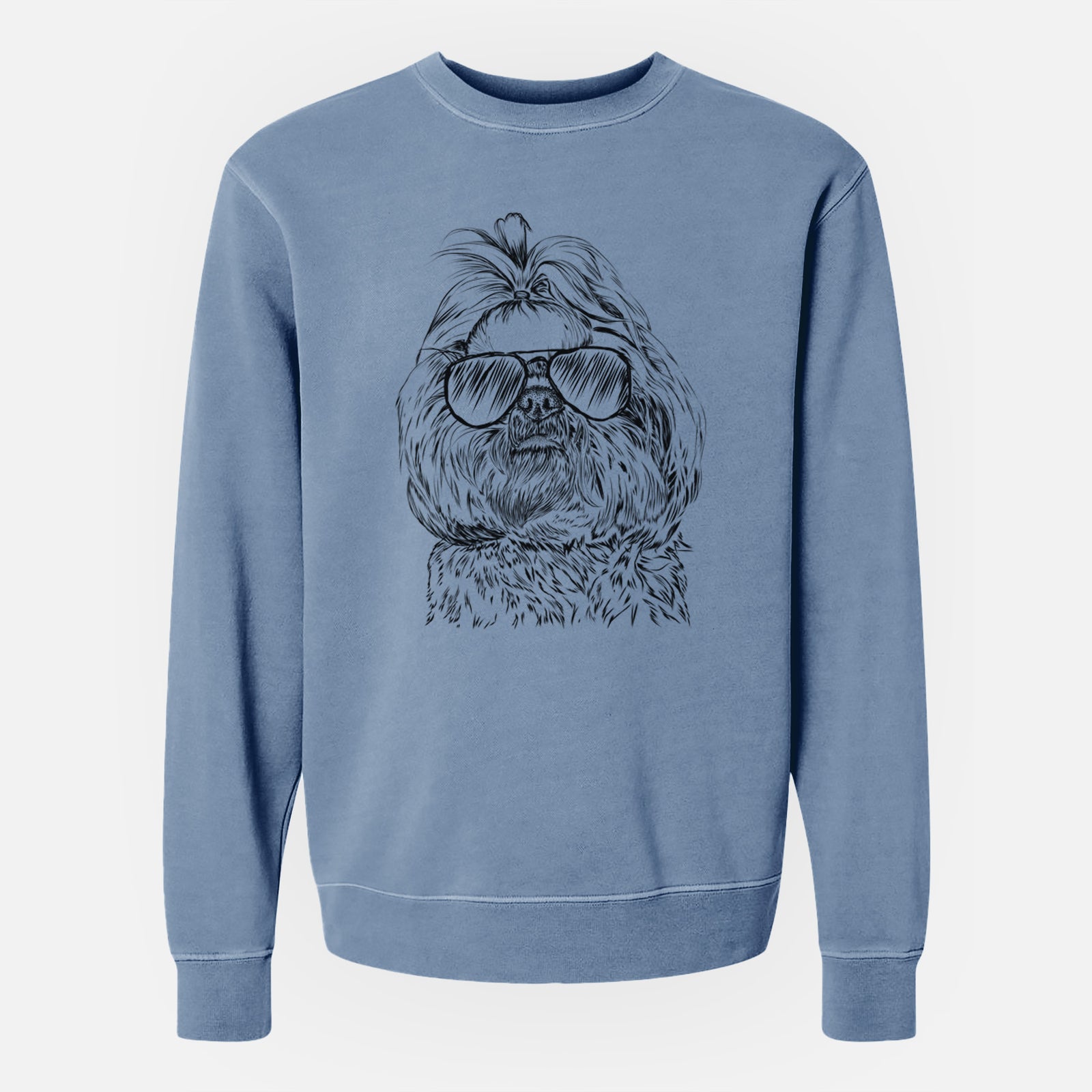 Aviator Chewie the Shih Tzu - Unisex Pigment Dyed Crew Sweatshirt