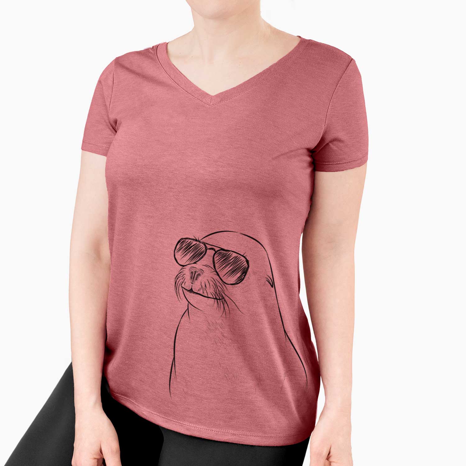 Aviator Chip the California Sea Lion - Women's V-neck Shirt