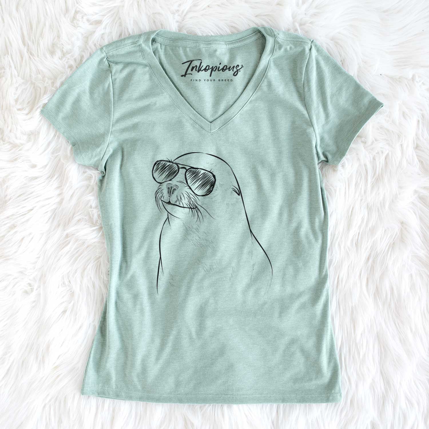 Aviator Chip the California Sea Lion - Women's V-neck Shirt