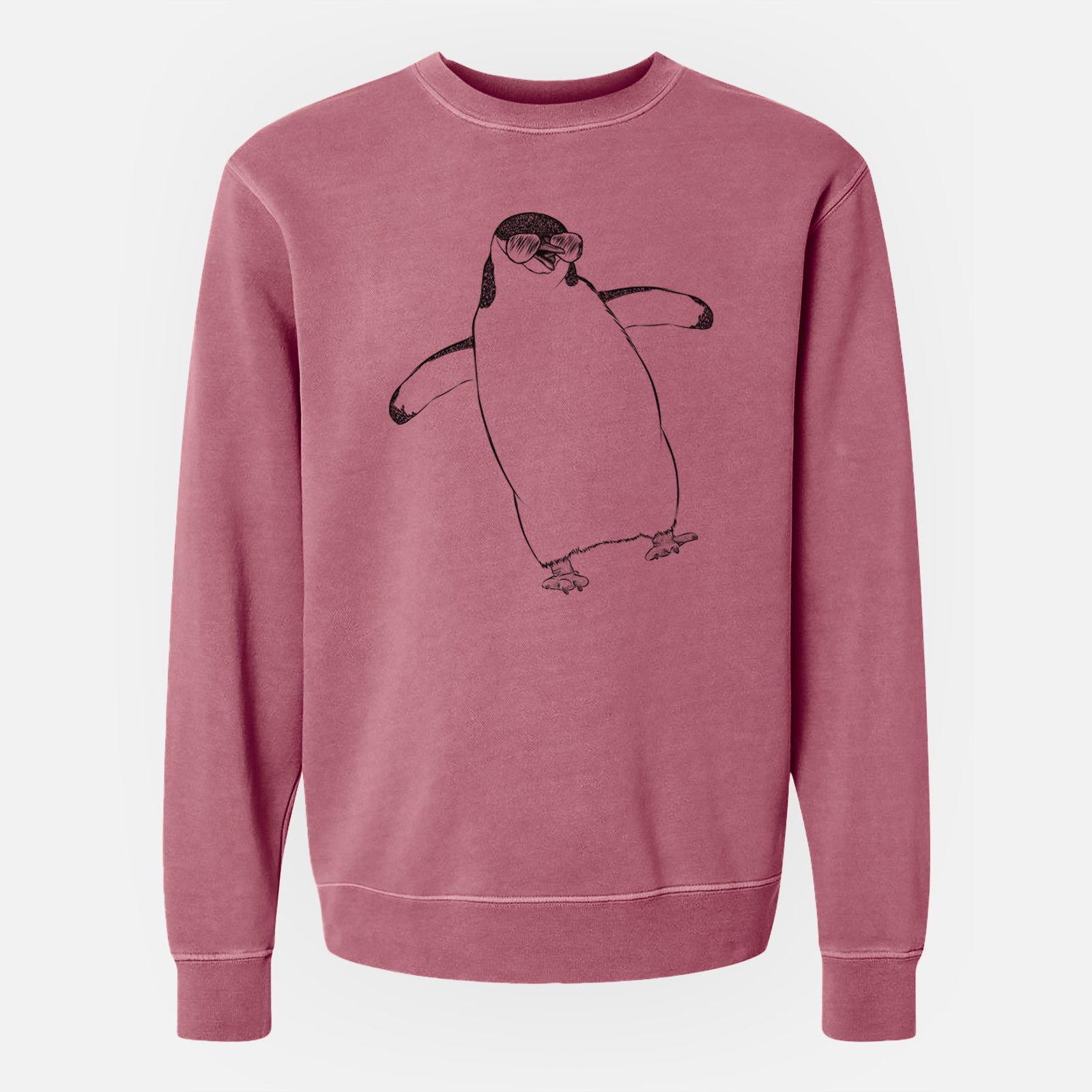 Aviator Chive the Chinstrap Penguin - Unisex Pigment Dyed Crew Sweatshirt