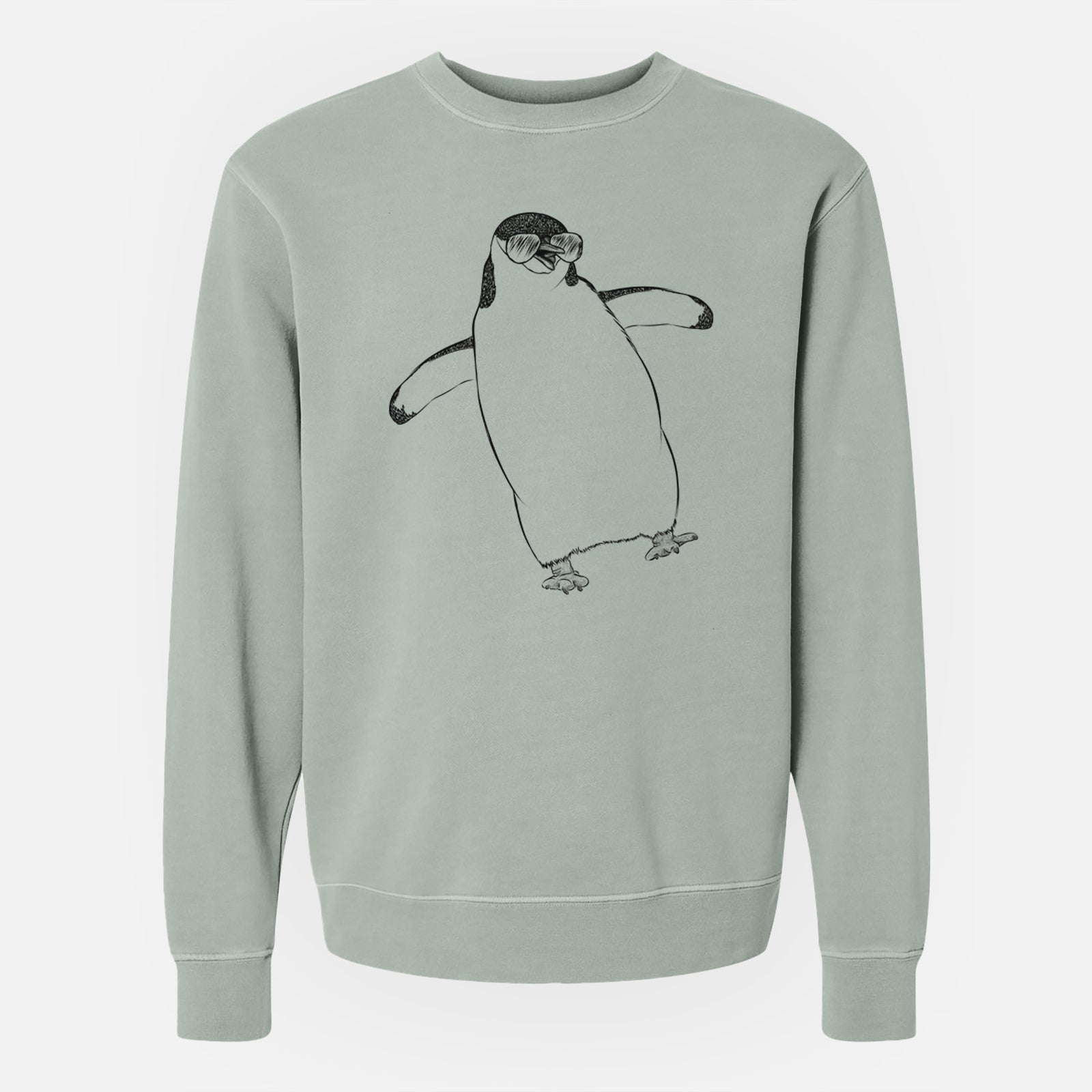 Aviator Chive the Chinstrap Penguin - Unisex Pigment Dyed Crew Sweatshirt