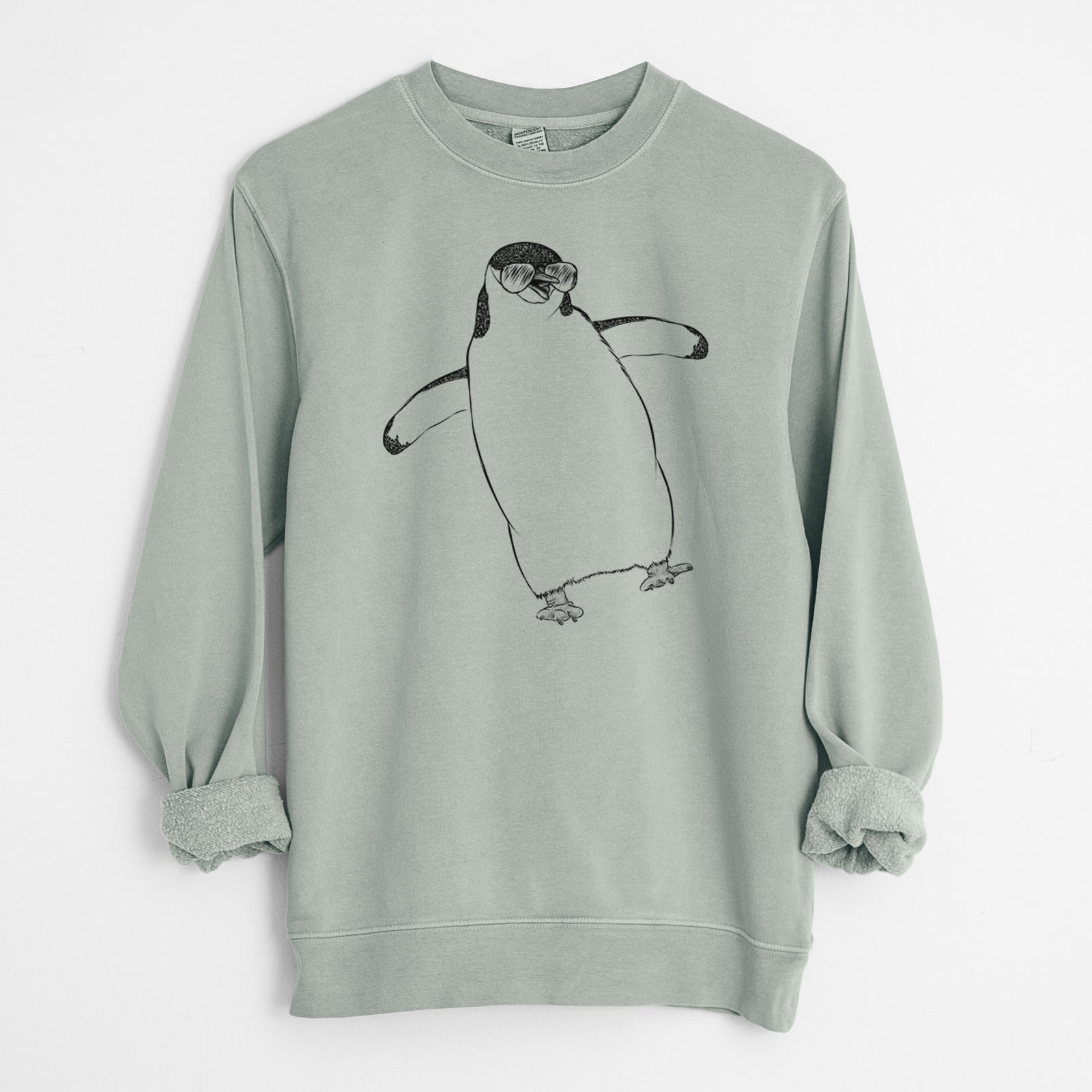 Aviator Chive the Chinstrap Penguin - Unisex Pigment Dyed Crew Sweatshirt
