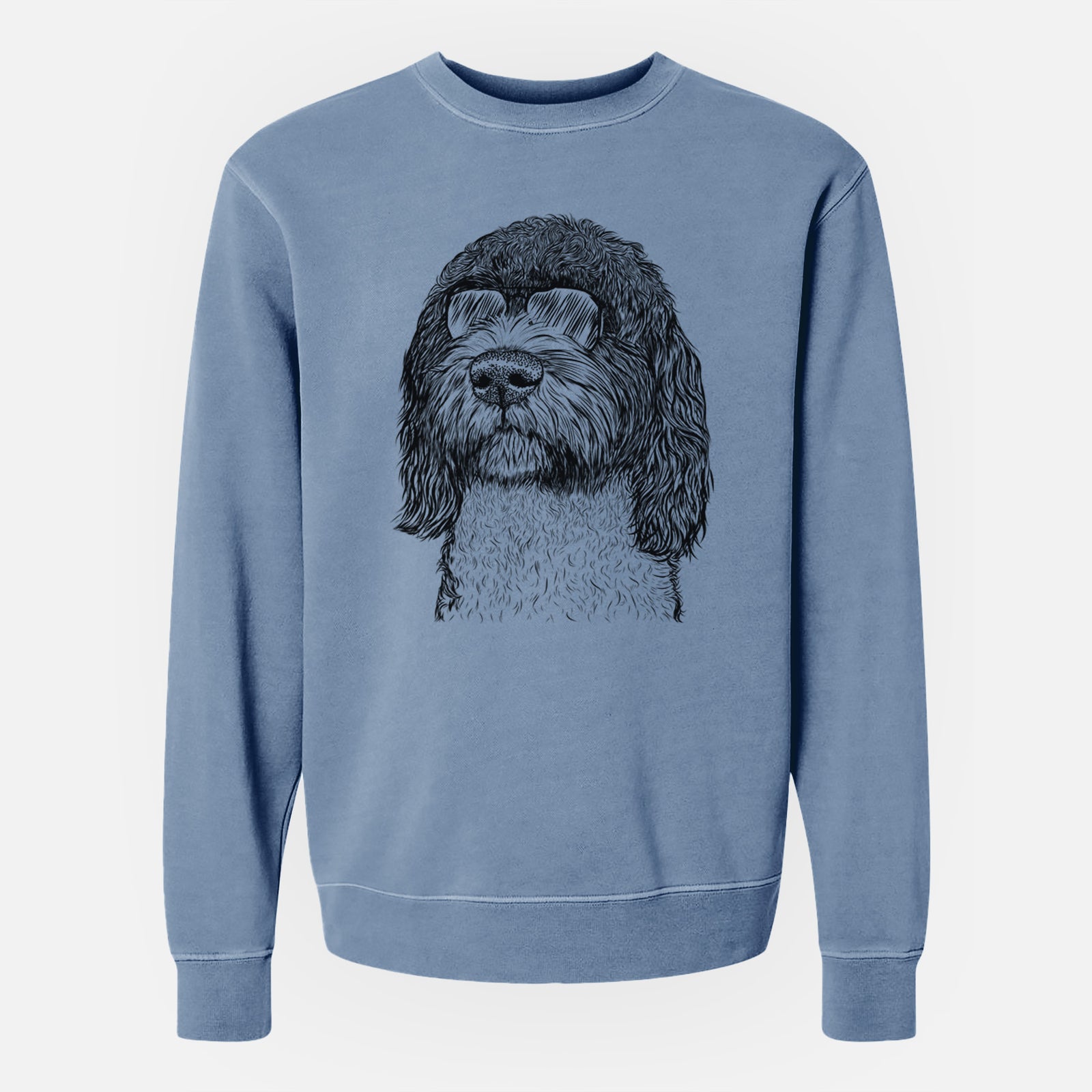 Aviator Chris the Portuguese Water Dog - Unisex Pigment Dyed Crew Sweatshirt