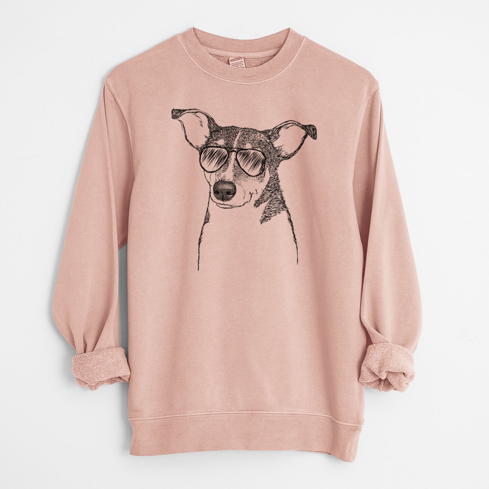 Aviator Cleo the Terrier Mix - Unisex Pigment Dyed Crew Sweatshirt