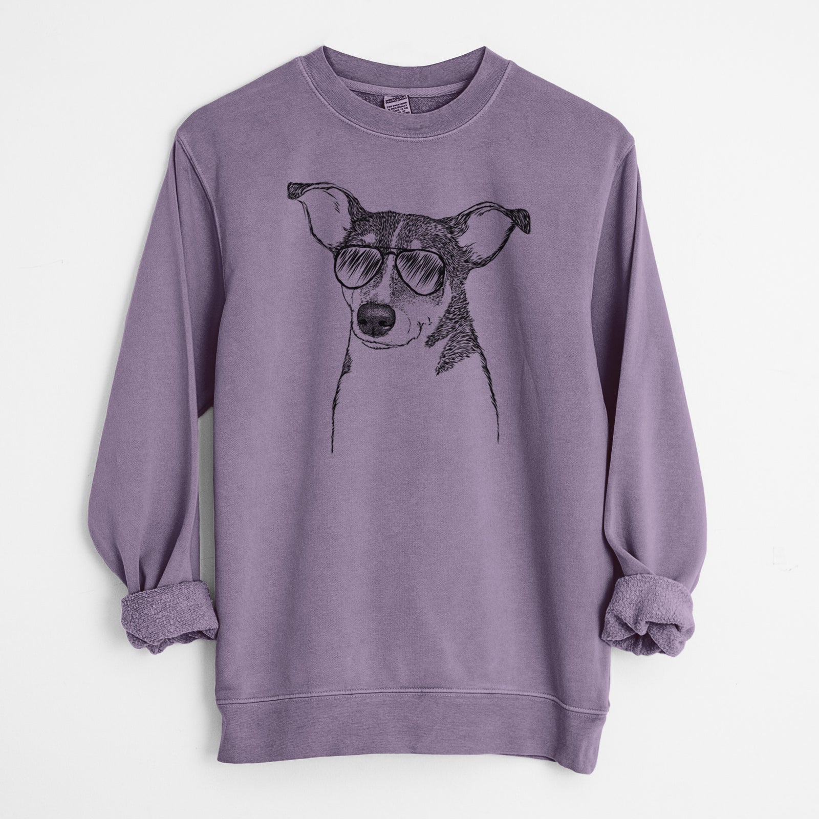 Aviator Cleo the Terrier Mix - Unisex Pigment Dyed Crew Sweatshirt