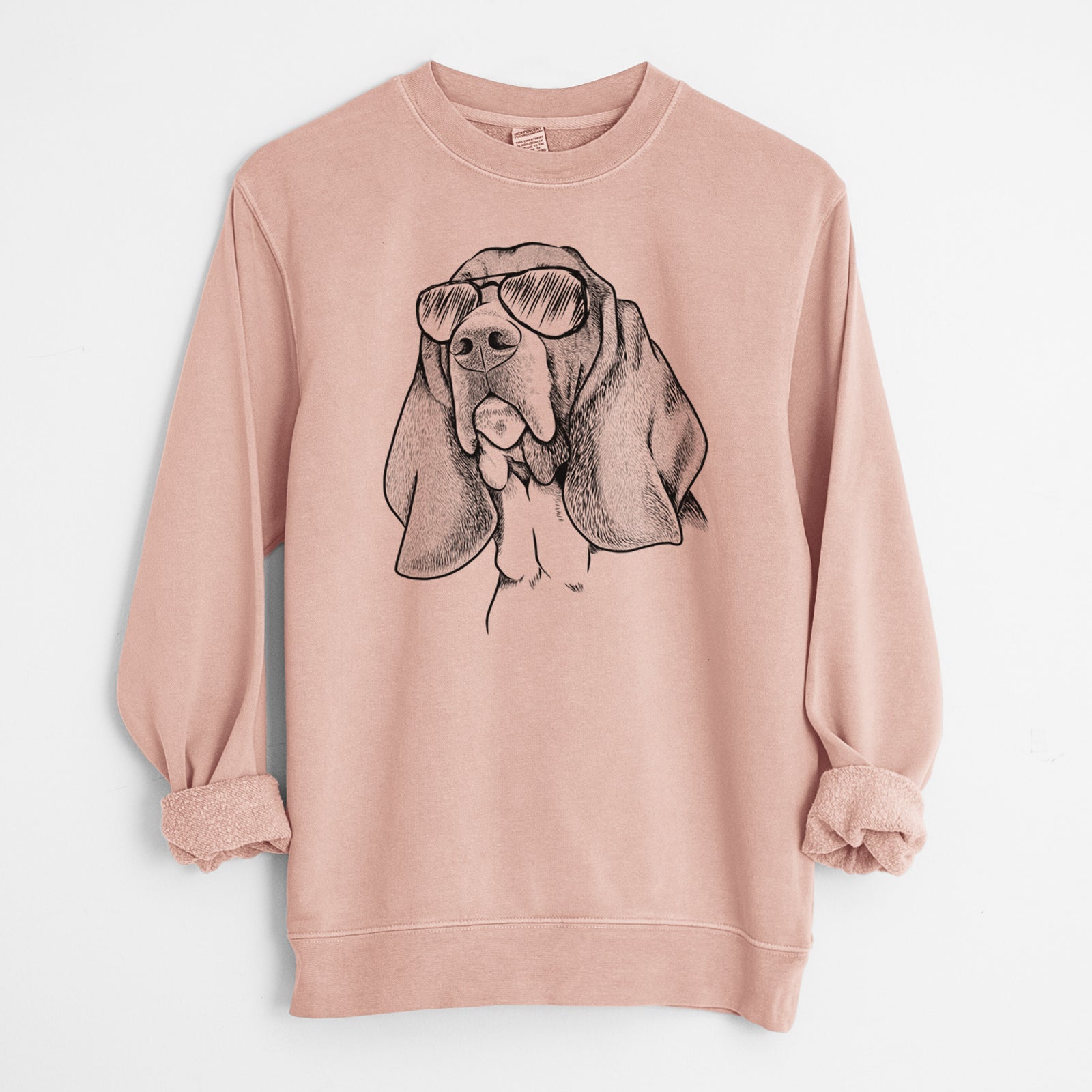 Aviator Cooper the Basset Hound - Unisex Pigment Dyed Crew Sweatshirt