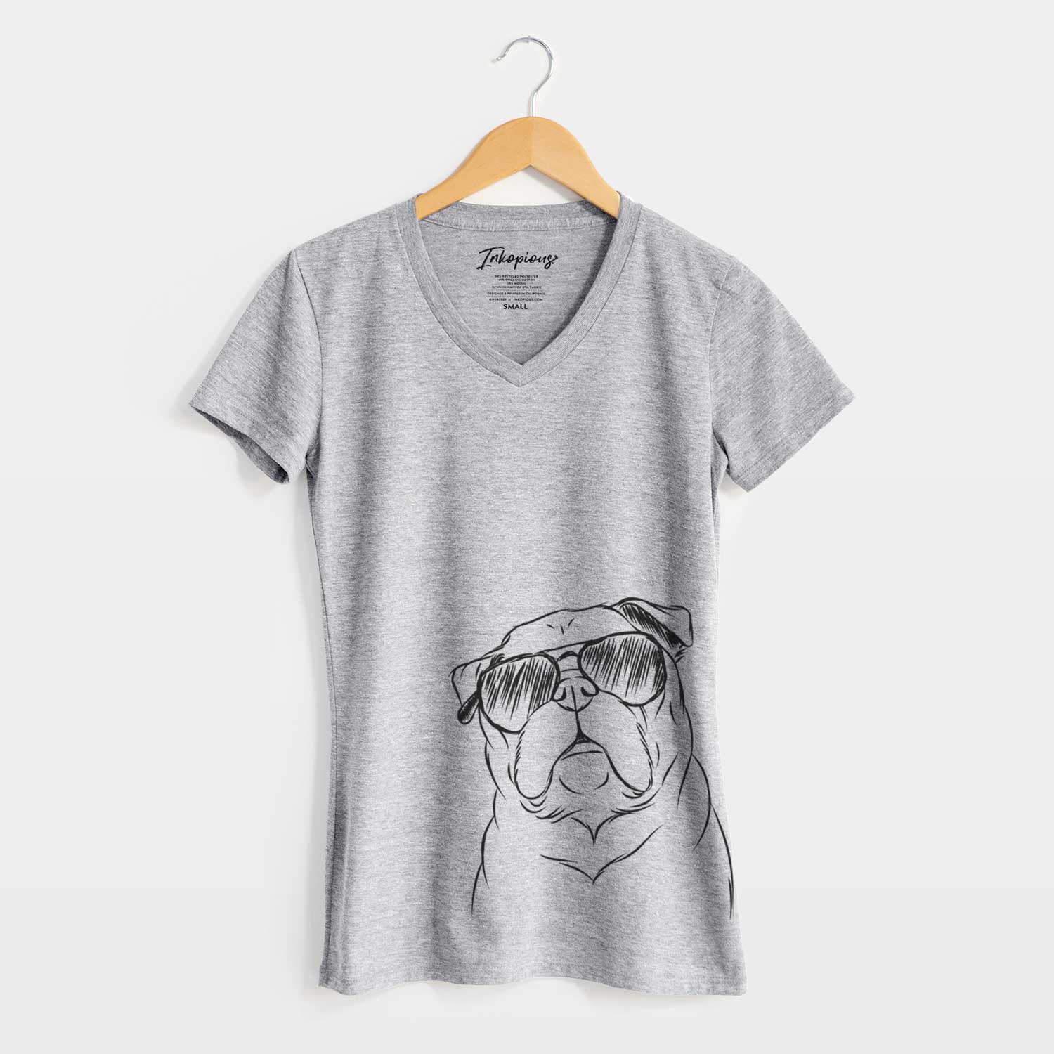 Aviator Darling Chloe the Pug - Women's V-neck Shirt