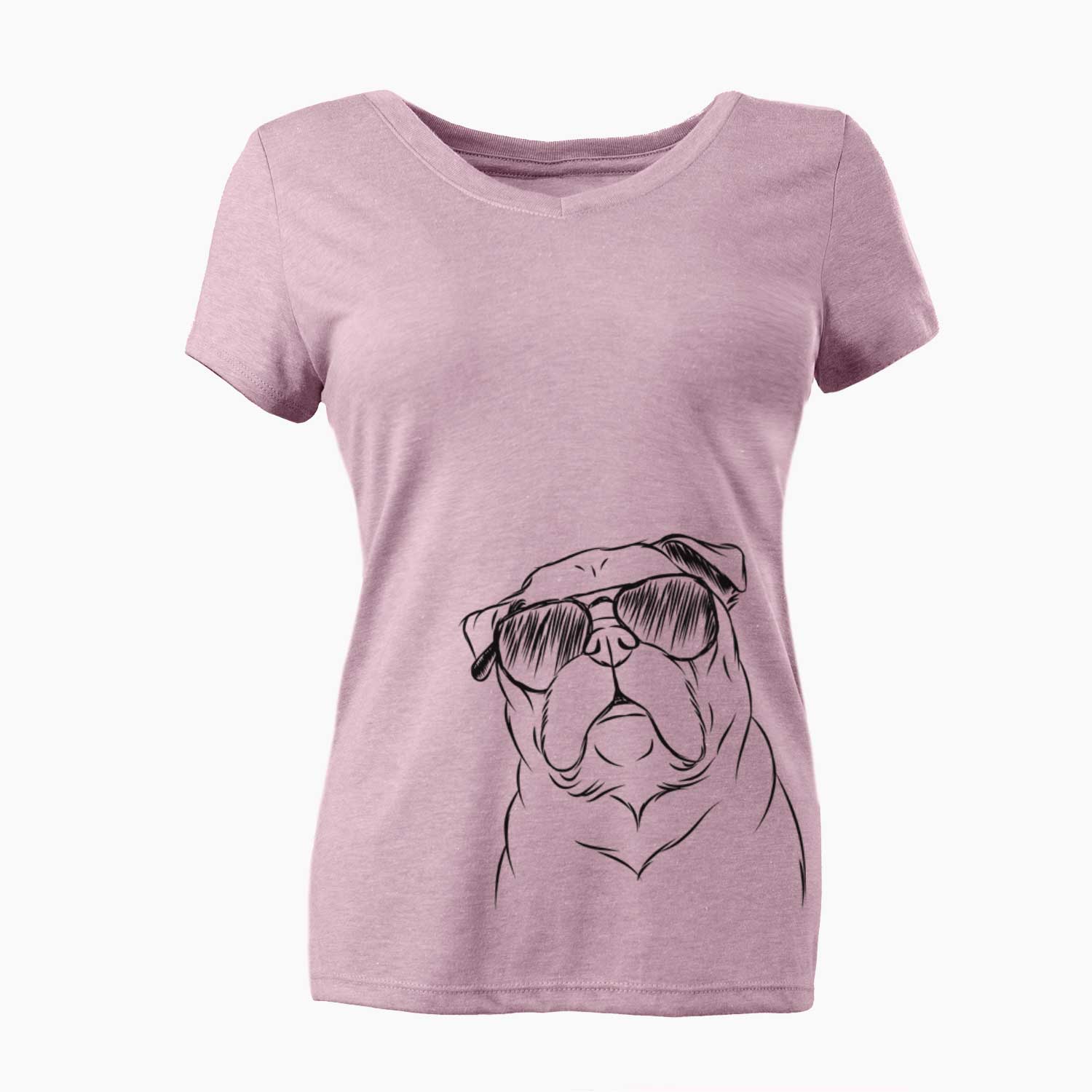 Aviator Darling Chloe the Pug - Women's V-neck Shirt