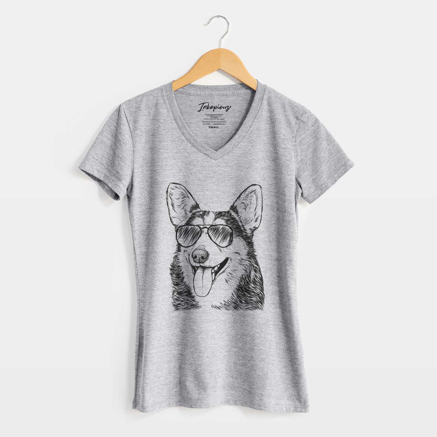 Aviator Darma the Corgi - Women's V-neck Shirt