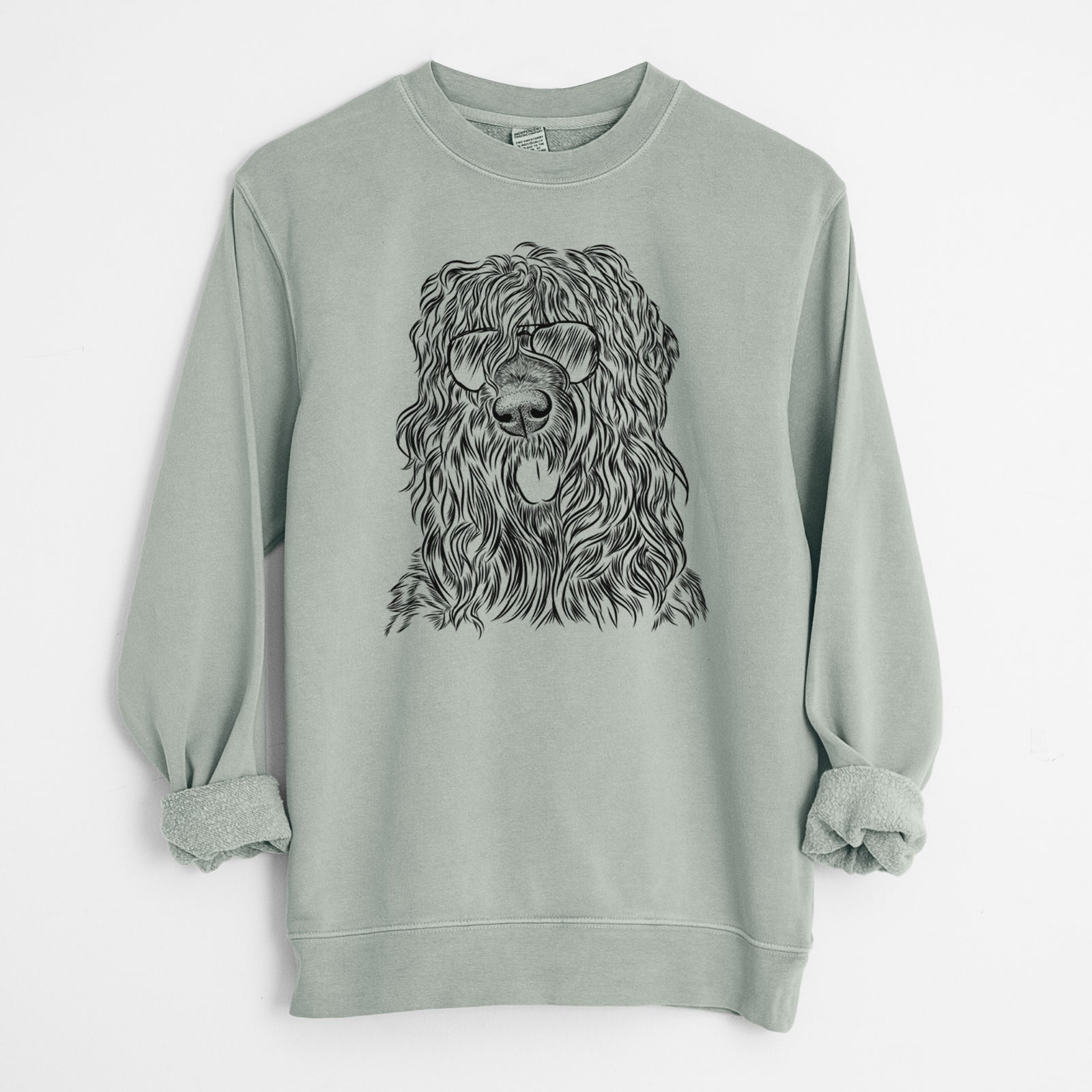 Aviator Darryl the Black Russian Terrier - Unisex Pigment Dyed Crew Sweatshirt
