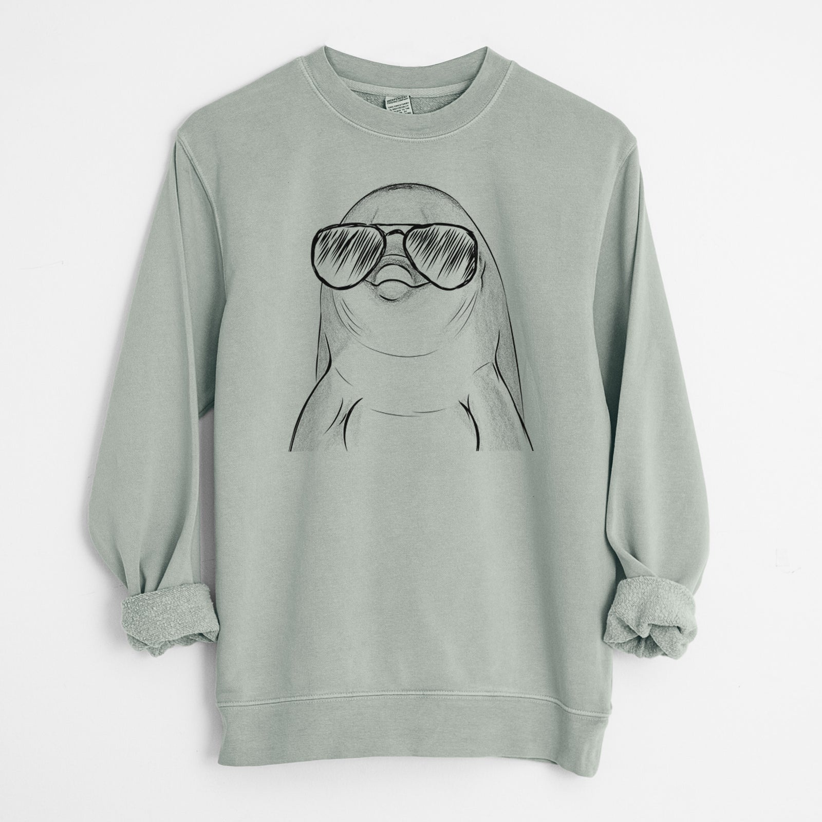 Aviator Dave the Dolphin - Unisex Pigment Dyed Crew Sweatshirt