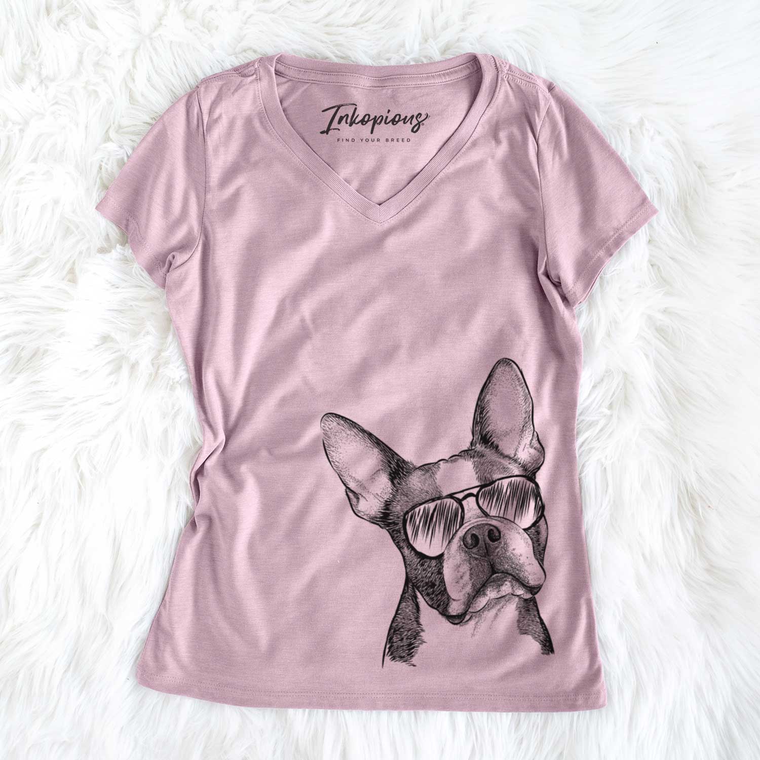 Dee Dee the Boston Terrier - Women's V-neck Shirt
