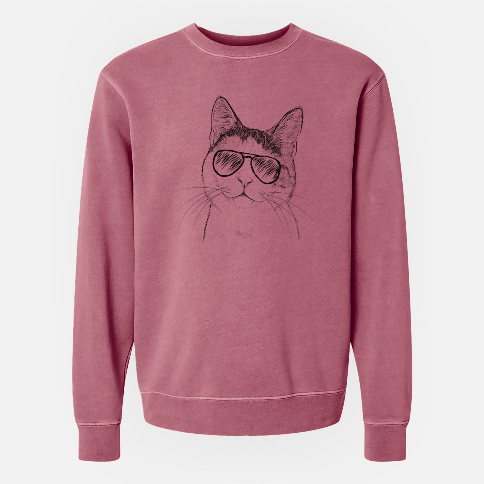 Aviator Denver the Calico Cat - Unisex Pigment Dyed Crew Sweatshirt