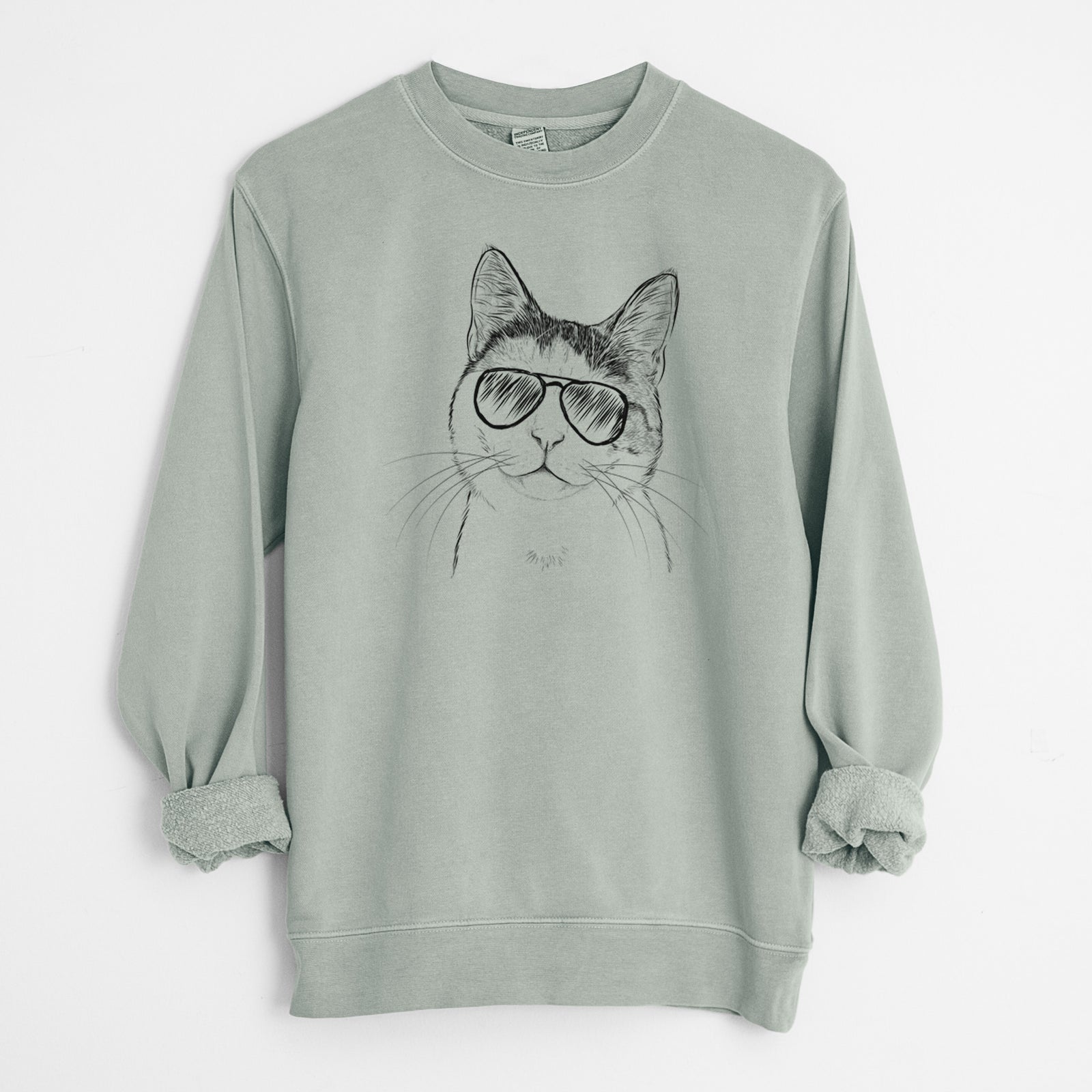 Aviator Denver the Calico Cat - Unisex Pigment Dyed Crew Sweatshirt